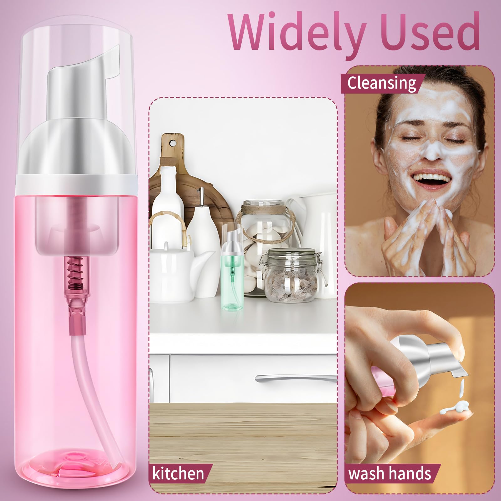 2 Pack Travel Foam Pump Bottle 60 Ml/2 Oz Small Size Foam Spray Bottle & Pump Bottle Dispenser For Face Wash, Lash Shampoo, Skin