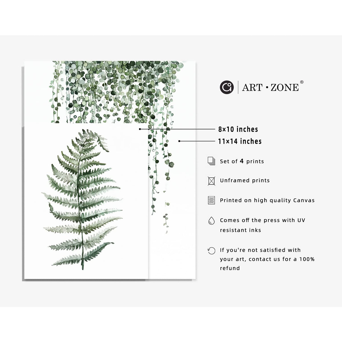 Botanical Prints Poster Wall Decor For Living Room, Plant Painting 8X1 ...