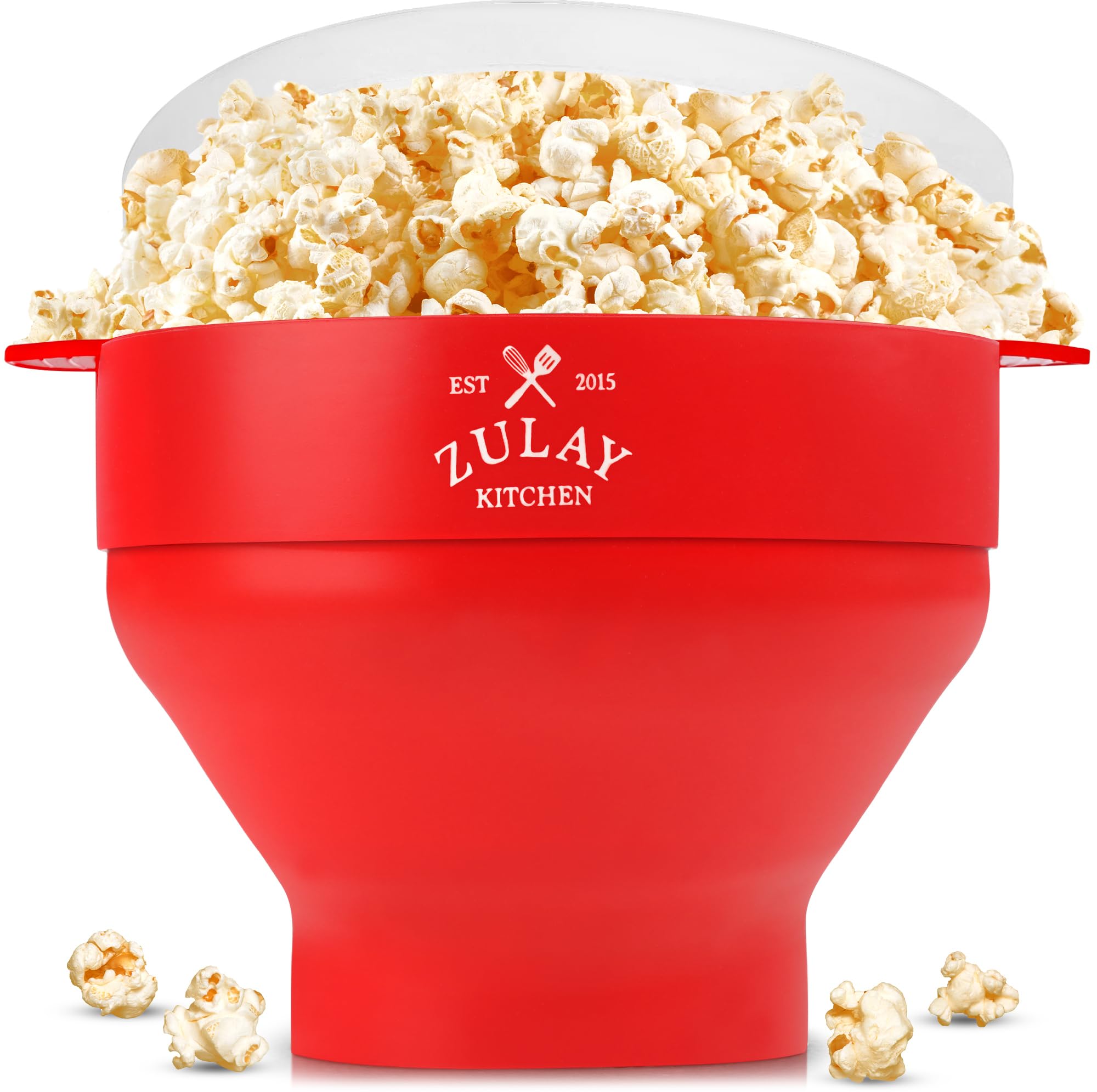 Zulay Microwave Popcorn Popper Bowl Maker With Lid - Collapsible, Bpa-Free Silicone, Dishwasher Safe, Wide Spacious Size - Famil
