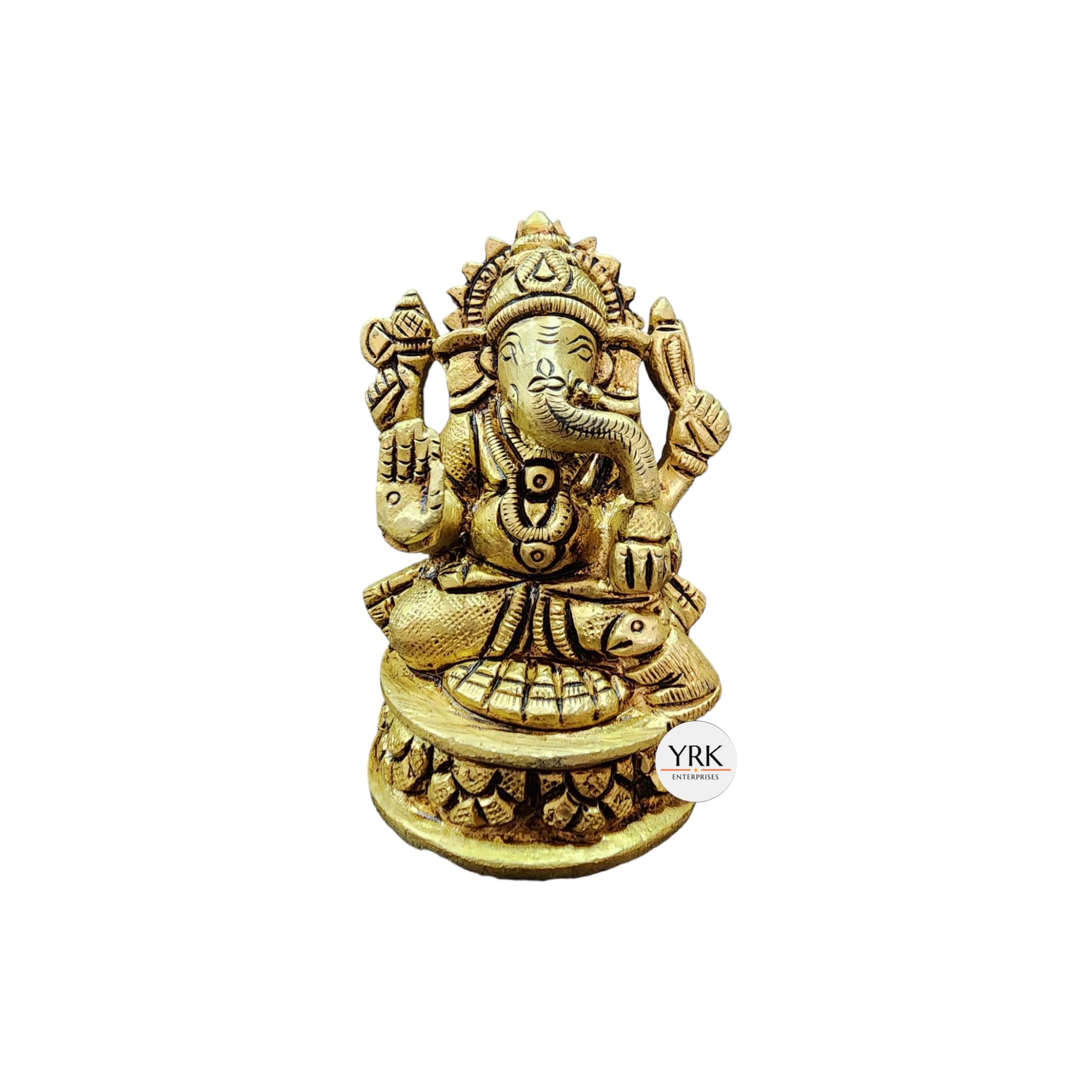 Yrk Brass Lakshmi Ganesha Set 3 Inch | Brass Lakshmi Ganapathi Set | Laxmi Ganesh Set 3 Inch