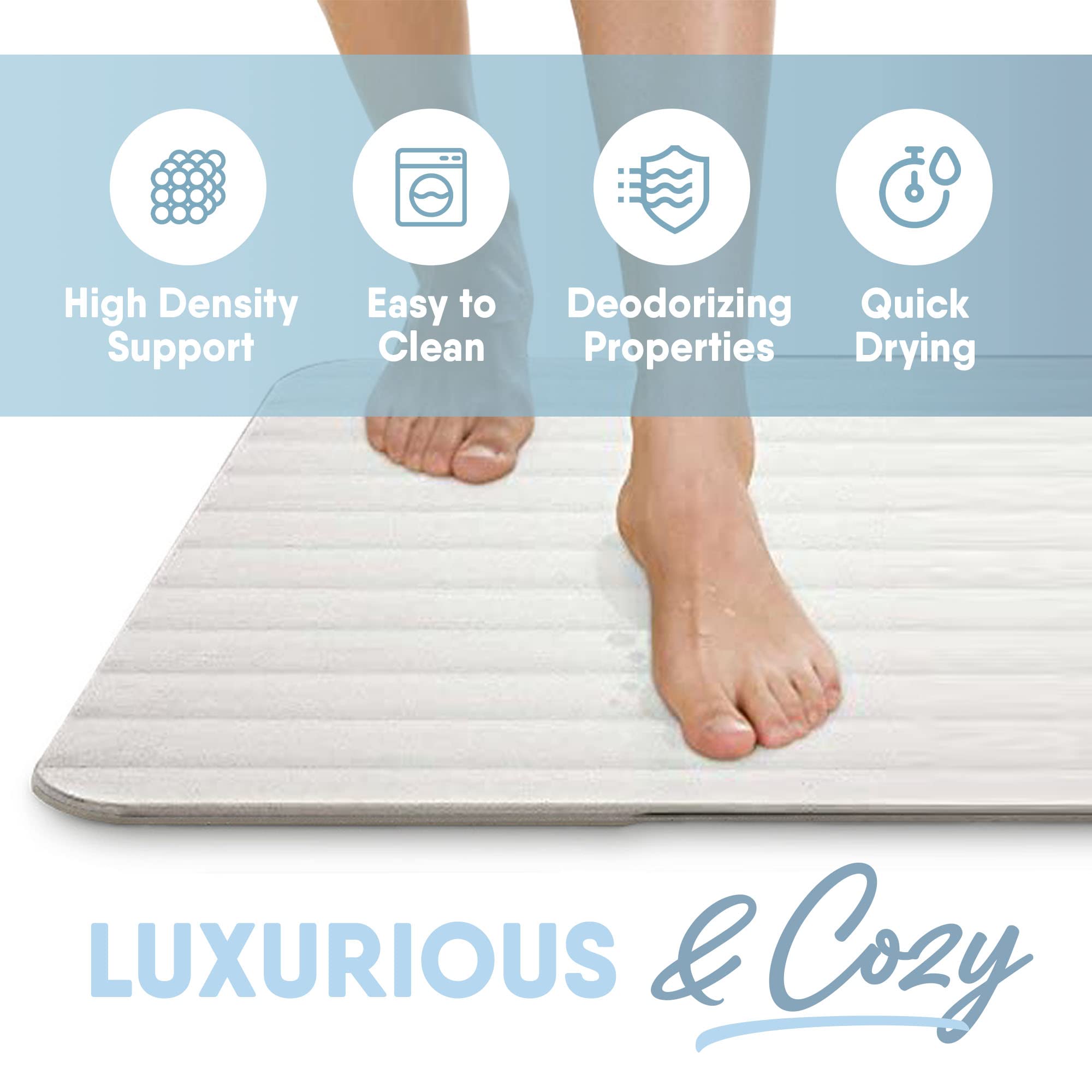 Microdry Drystone Absorbent Made With Real Stone For Super Fast Drying, Lightweight And Shock Resistant 18 X 23 Bath Mat, White