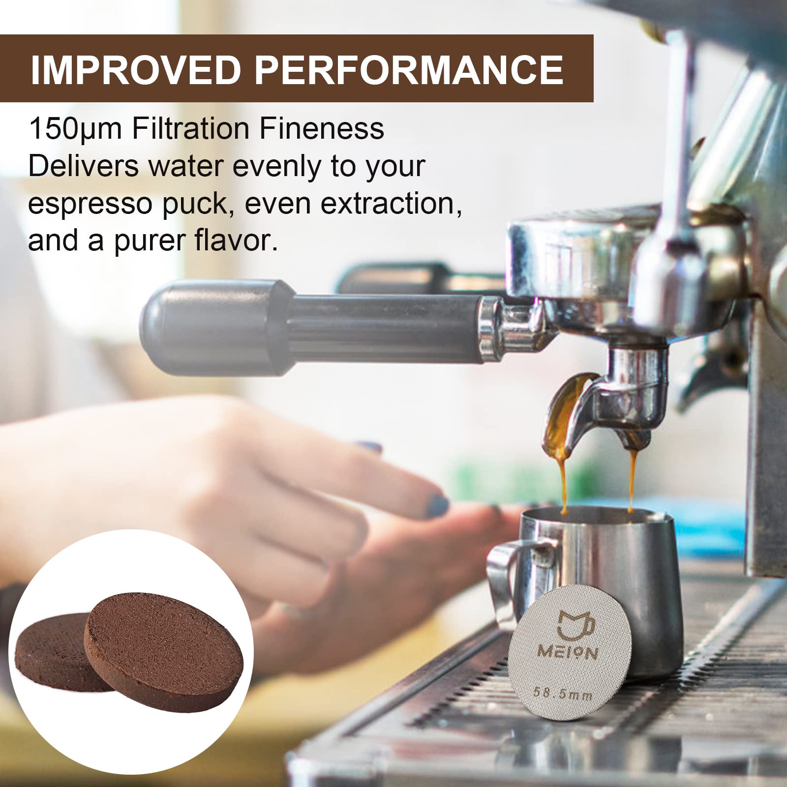 Espresso Puck Screen 58.5Mm Reusable Coffee Filter For Espresso Portafilter Filter Basket 58Mm, 1.7Mm Thickness 150M, 316 Stainl