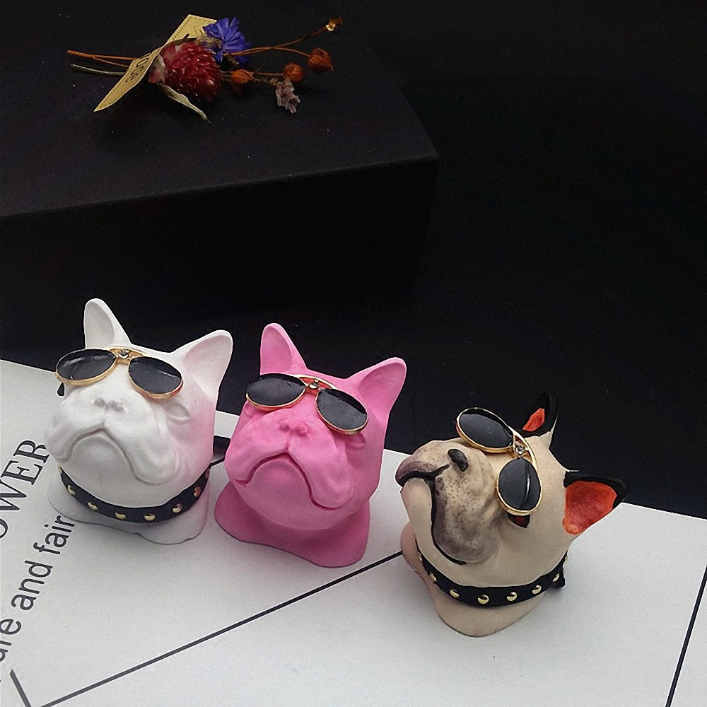 Moldfun French Bulldog Dog Head Silicone Mold For Chocolate, Ice Cube, Fondant, Candle, Plaster, Mini Soap, Wax Crayon Melt, Cak