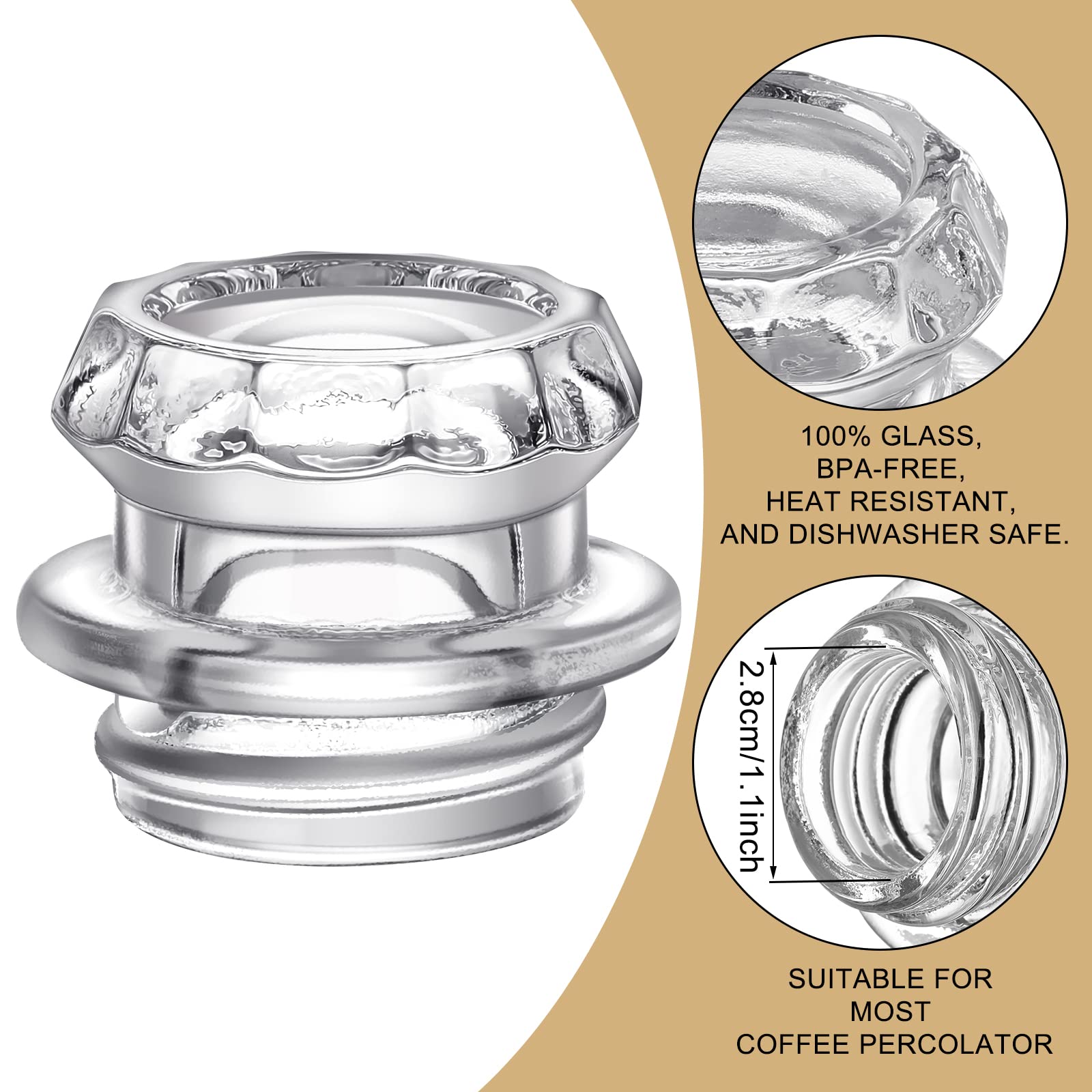 Vesici Coffee Percolator Pot Replacement 4 Pieces Glass Percolator Top Replacement Glass Coffee Percolator Parts Transparent Cof