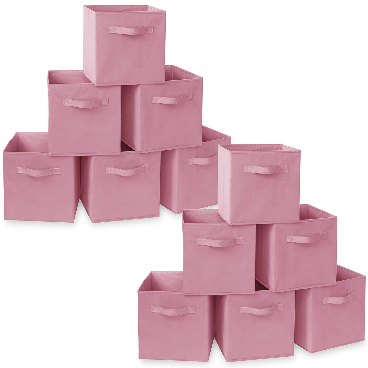 Casafield Set Of 12 Collapsible Fabric Cube Storage Bins, Light Pink - 11'' Foldable Cloth Baskets For Shelves, Cubby Organizers