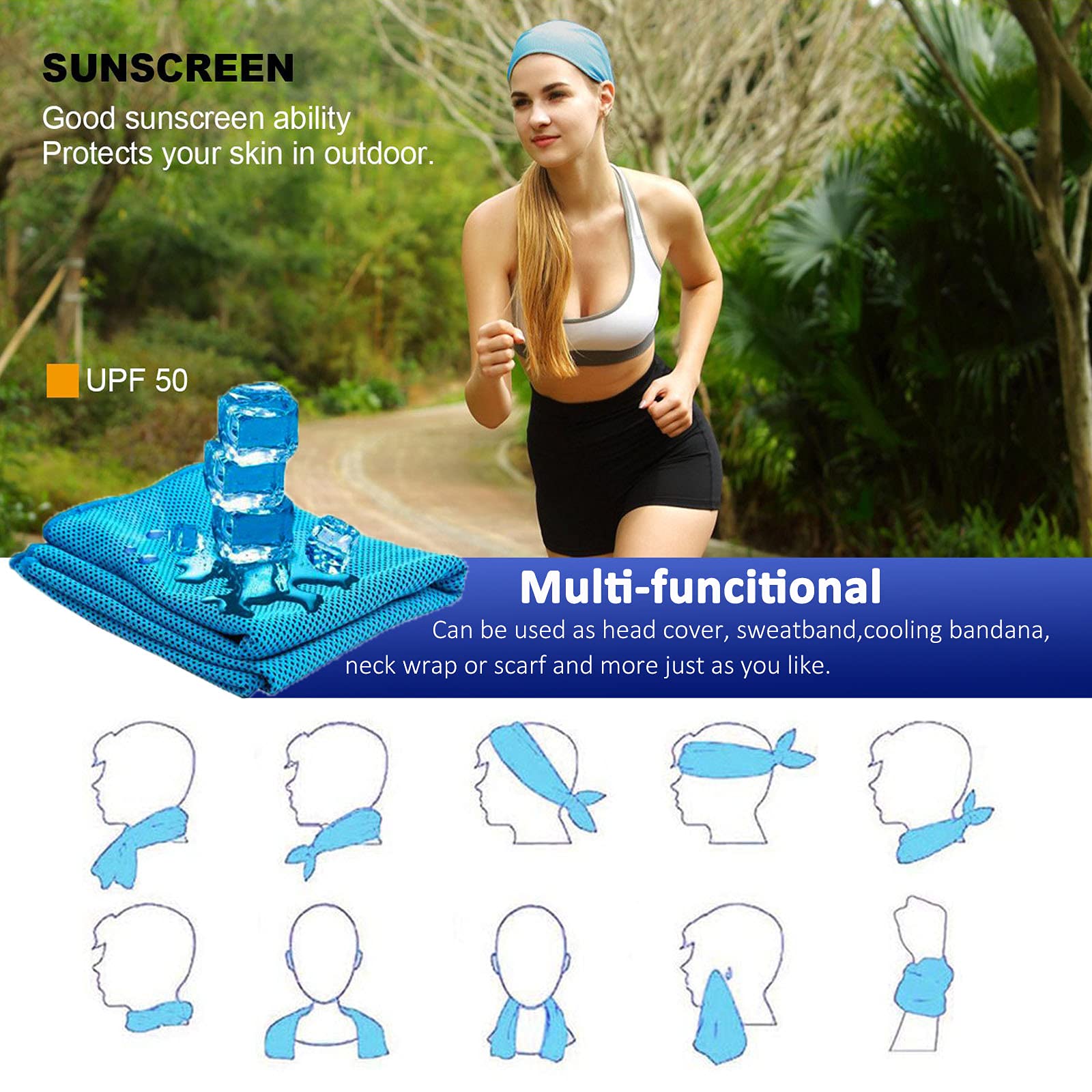 Yqxcc Cooling Towels Cool Cold Towel For Neck, Microfiber Ice Towel, Soft Breathable Chilly Towel For Yoga, Golf, Gym, Camping,
