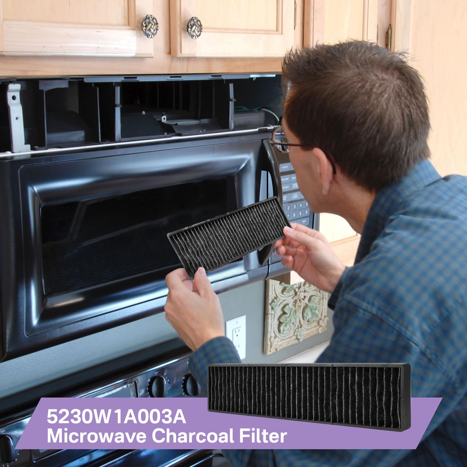 5230W1A003A Microwave Charcoal Filter Replacement Compatible With Kenmore 721.64669300, 721.80884400, 721.86013010, 721.88513900