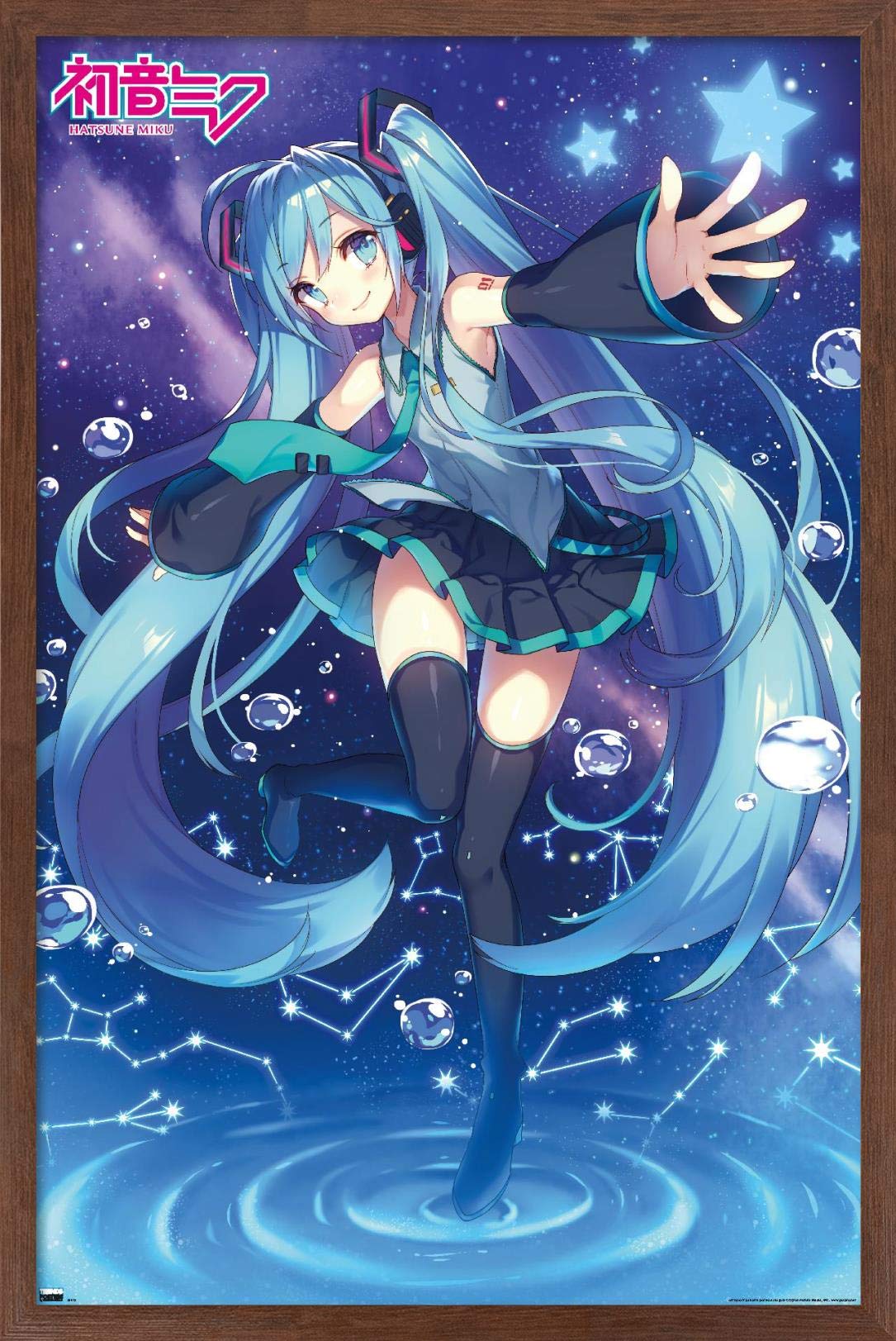 Trends International Hatsune Miku - Stars Wall Poster, 14.72'' X 22.37'', Mahogany Framed Version