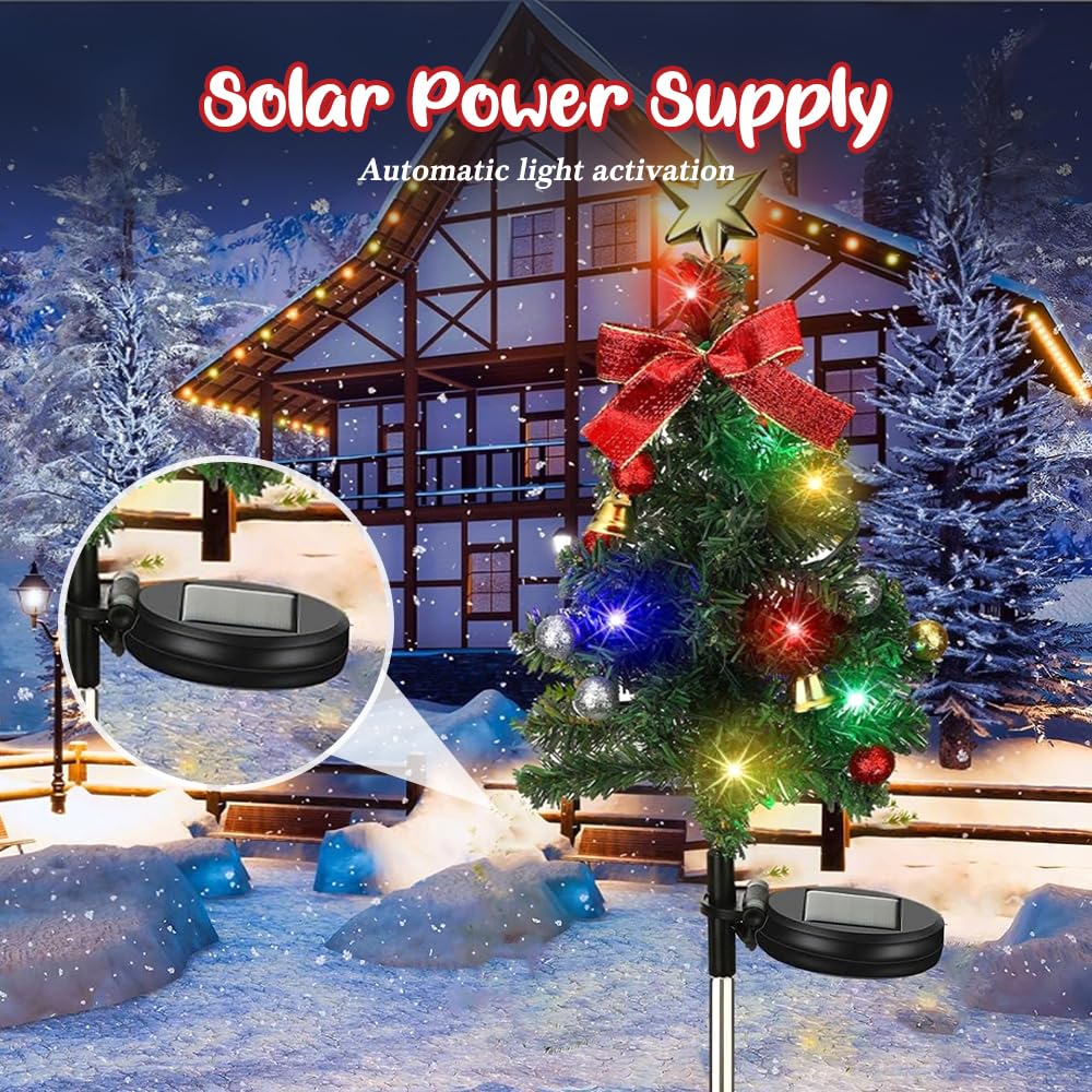 Solar Christmas Trees Lights Outdoor Decoration Waterproof, 2026 New Durable Pathway Lights for Garden, Versatile Patio Decorati