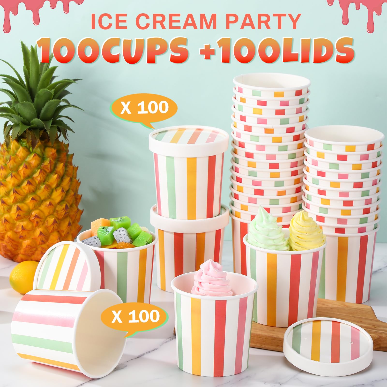 Irenare 100 Sets 12 Oz Valentine'S Day Disposable Soup Cups With Vented Lids Ice Cream Cup Hot Soup Bowls With Lids Kraft Paper