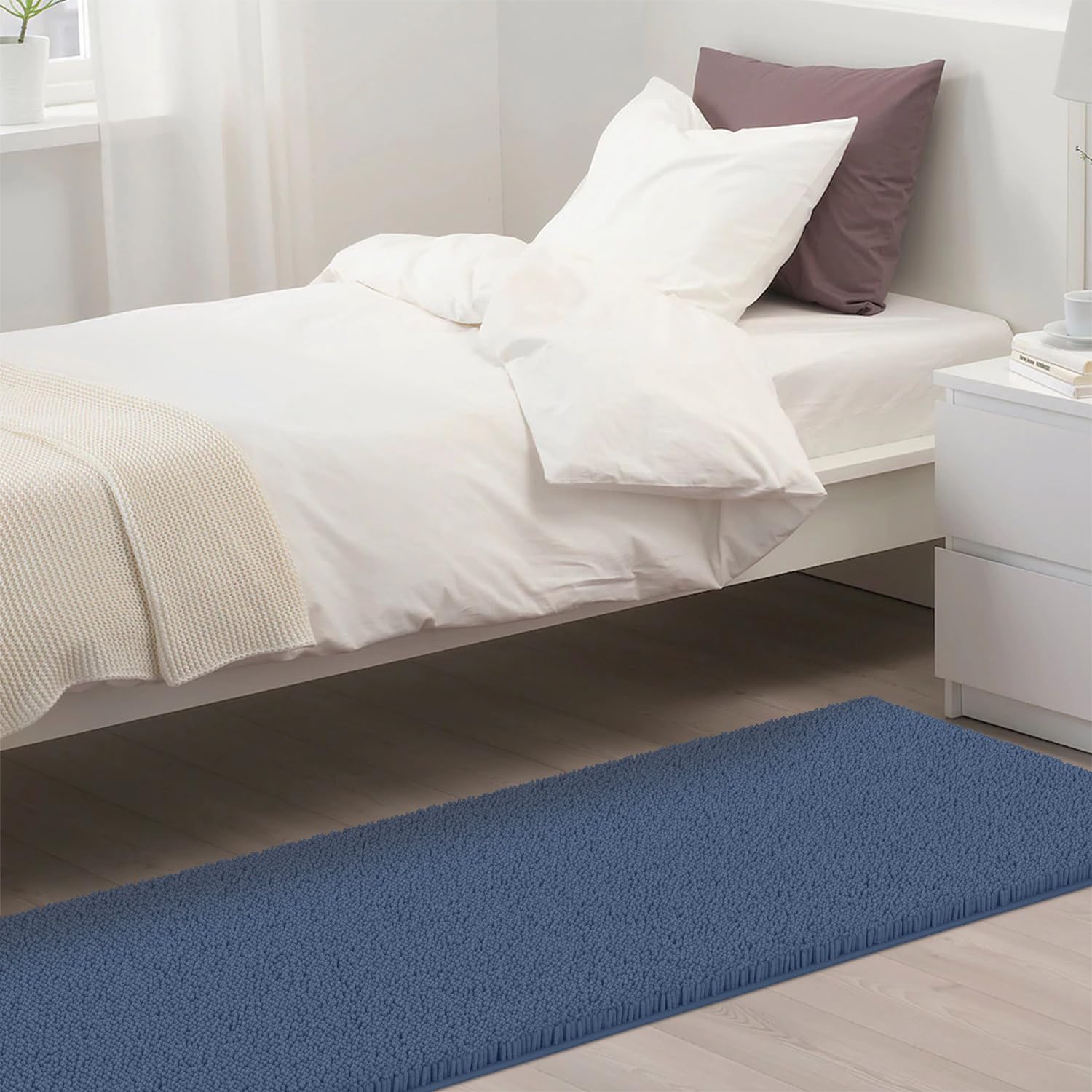 Luxurux Runner Bath Mat-Extra-Soft Plush Bath Shower Bathroom Rug,1 ' ' Chenille Microfiber Material, Super Absorbent Shaggy Bat