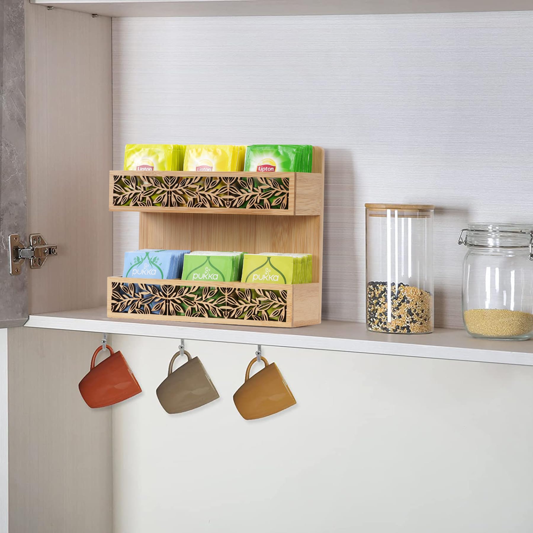 Qilichz Tea Bag Holder Tea Organizer For Tea Bags Wall Mounted Tea Bags Organizer Tea Holder For Tea Bags Organizer For Table Or