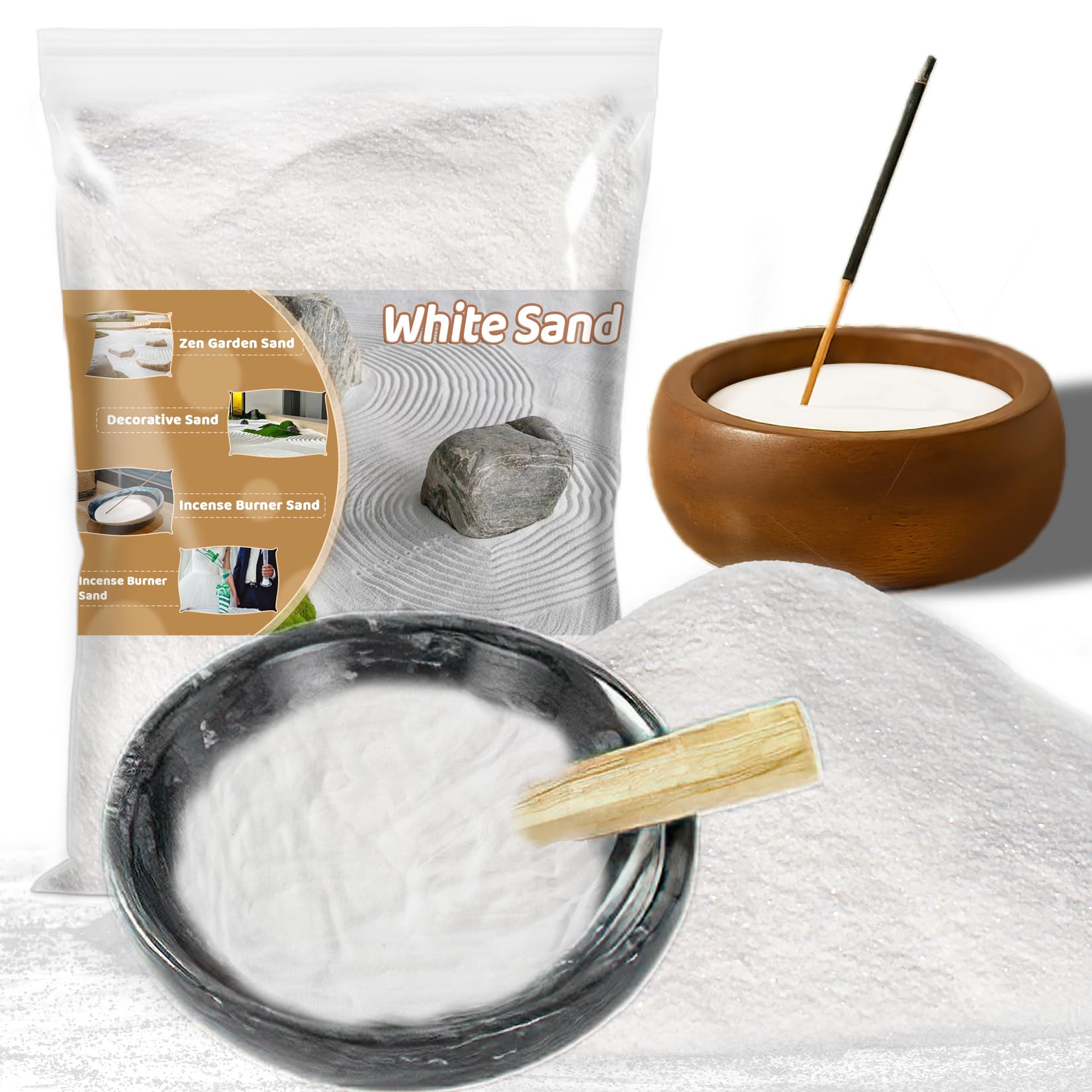 MAQIHAN Fine White Sand for Incense Holders - Fine Sand for Crafts Quartz Zen Garden Decorative Sand for Vases Filler, Wedding U