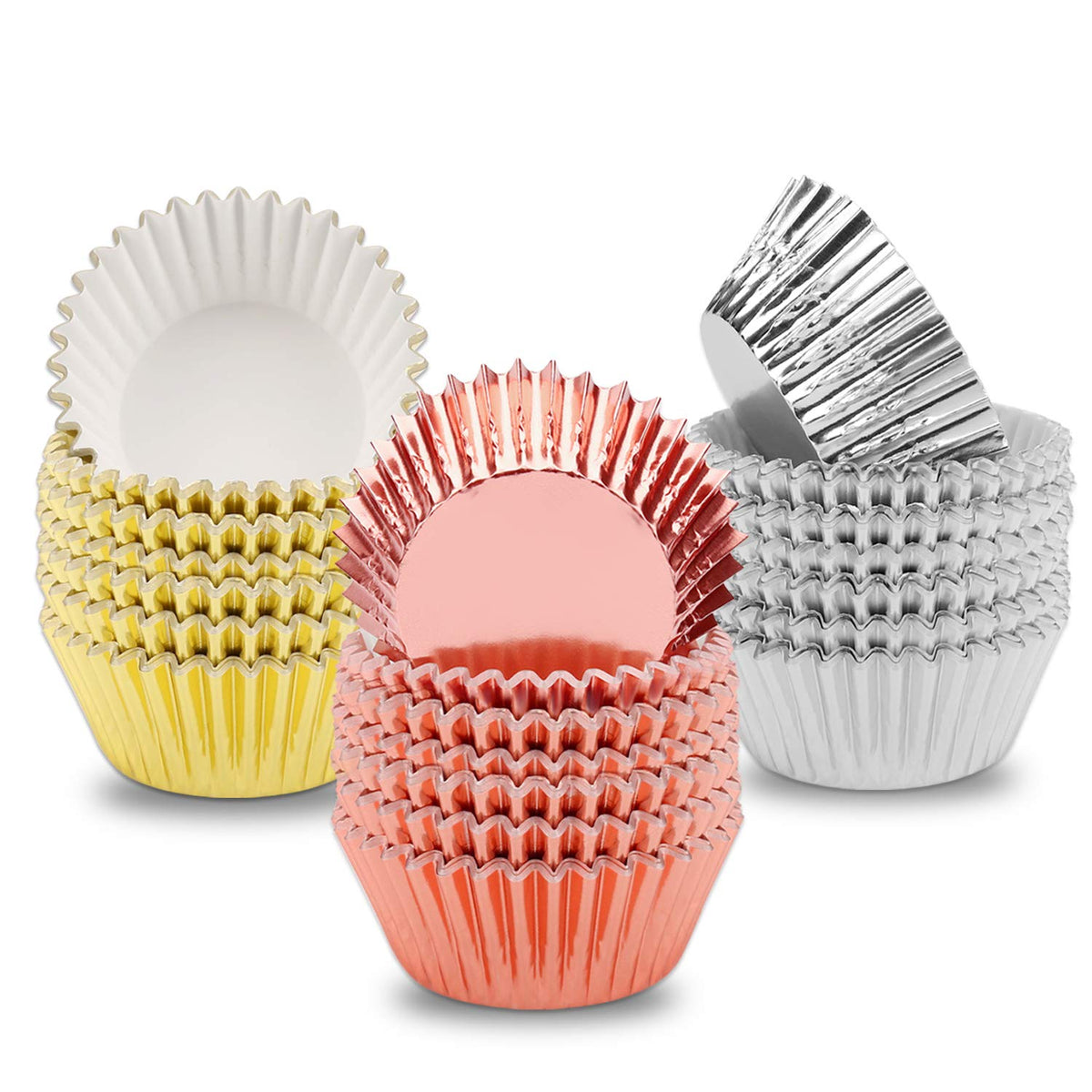 Foil Cupcake Liners Metallic Muffin Paper Cases Baking Cups Gold Sliver Rose Gold Pack Of 300