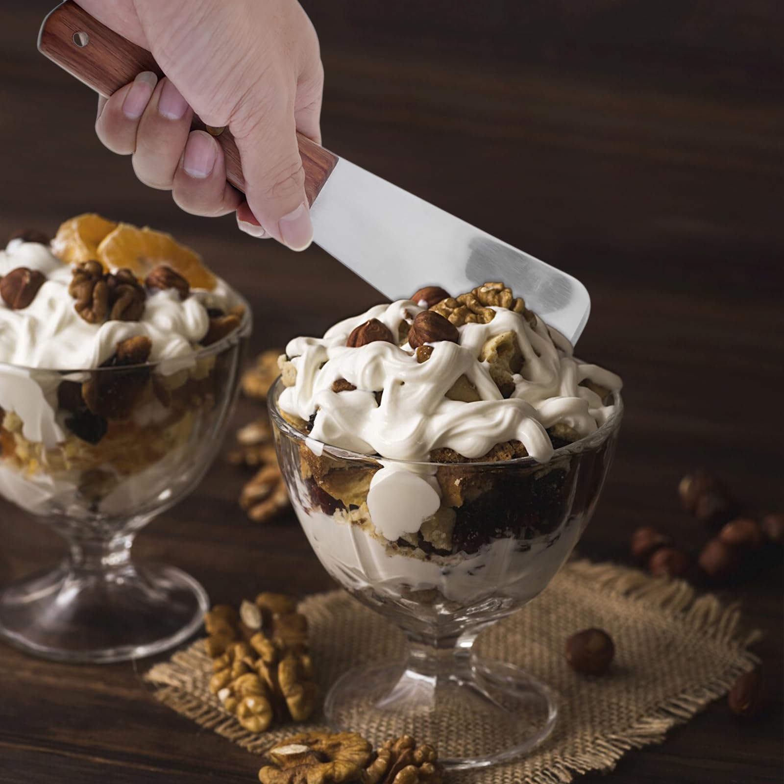 Muka Ice Cream Scoop, Stainless Steel Spade With Wooden Handle