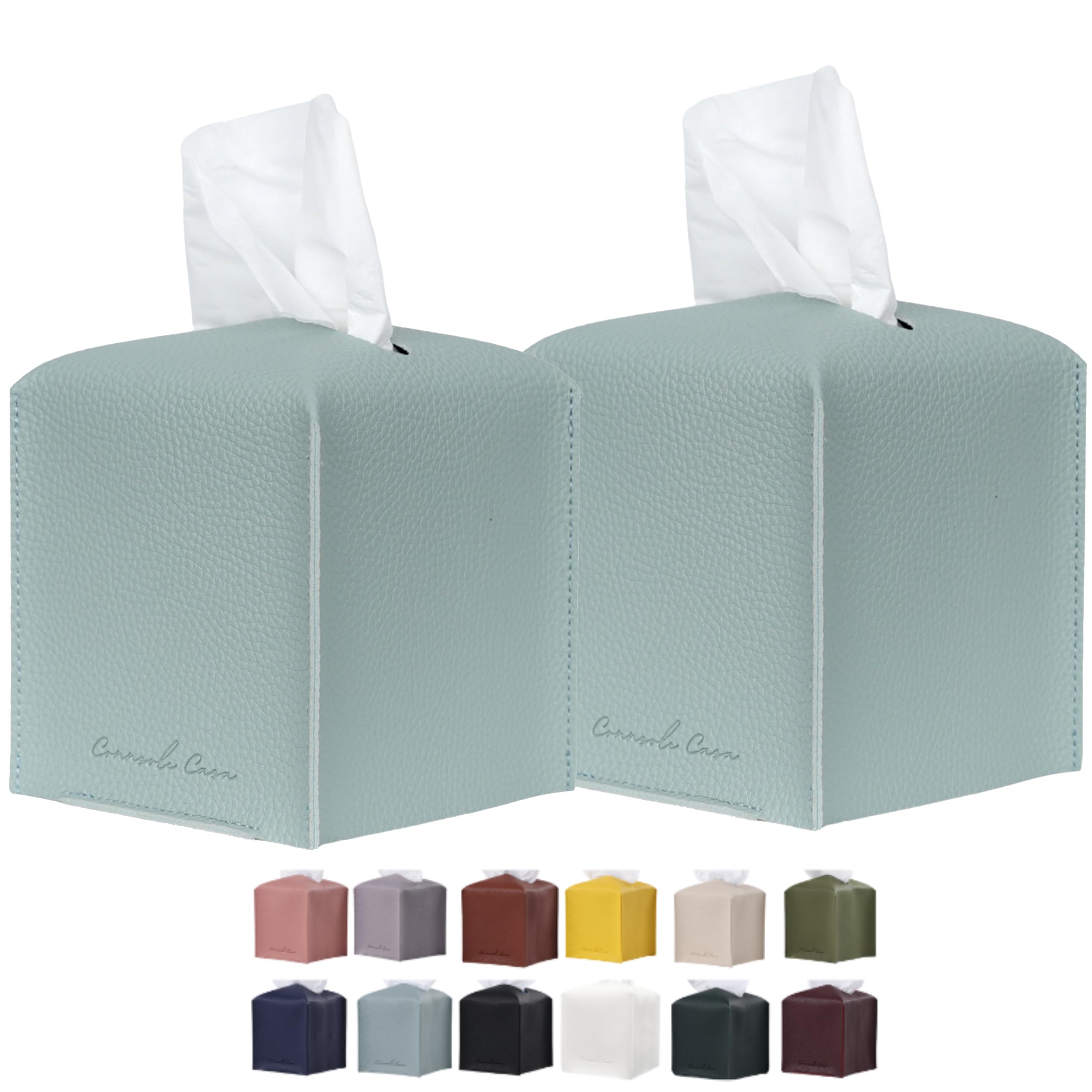Connsole Casa Premium Pu Leather Tissue Box Holder - Elegant Hotel-Style Teal Tissue Box Cover For Enhanced D  Cor Of Home, Offi