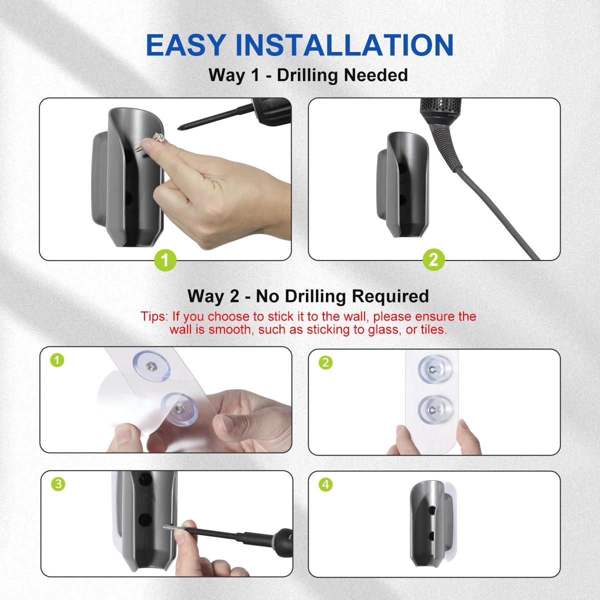 Lanmu Wall Mount Holder Compatible With Dyson Airwrap/Airstrait Styler, Storage Organizer Stand Curling Iron Accessories For Hom