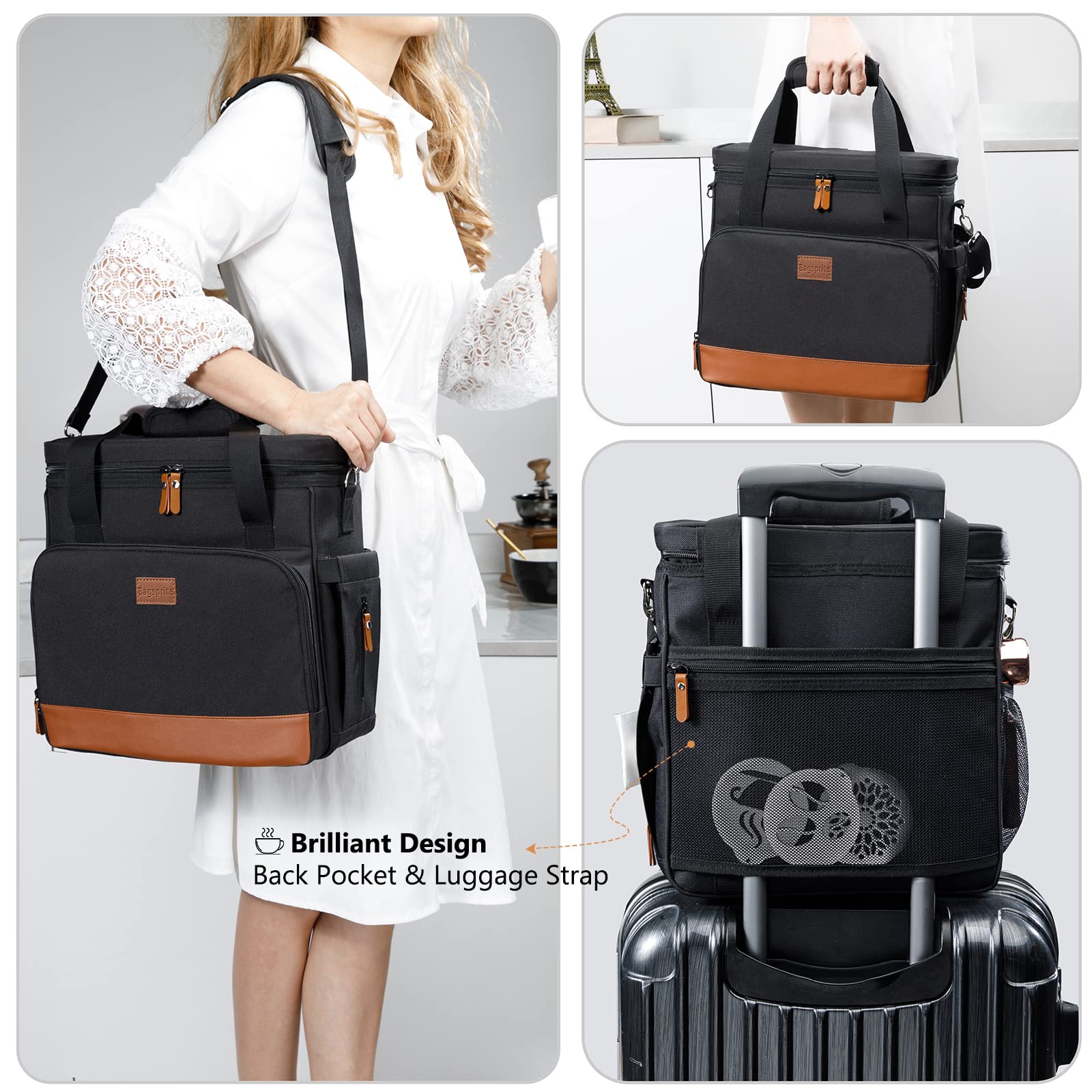 Bagsprite Coffee Maker Travel Bag For Keurig K-Mini Or K-Mini Plus, Single Serve Coffee Brewer Carrying Case With Multiple Pocke