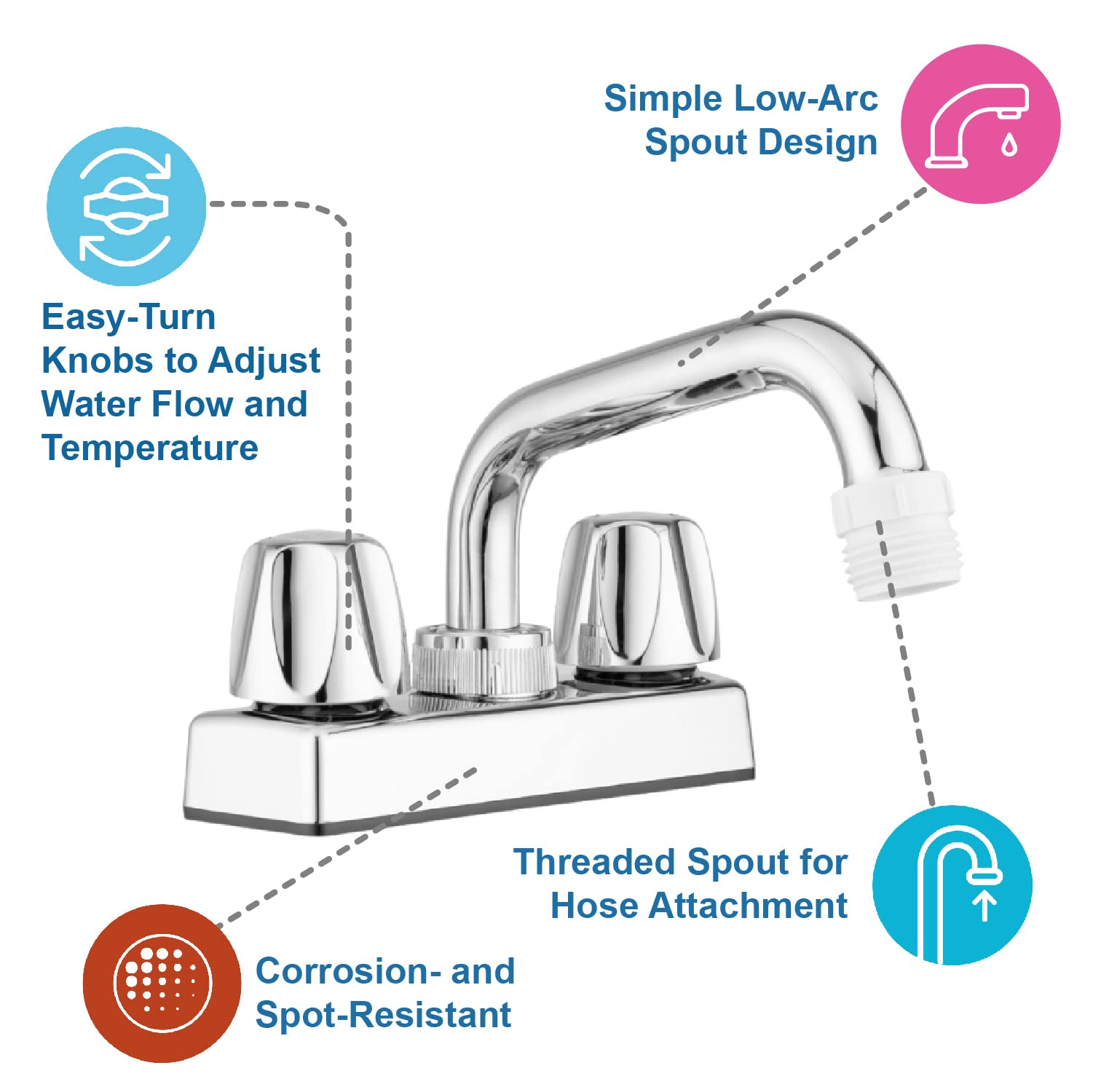 Pacific Bay - Lynden Utility Laundry Sink Faucet With Swivel Stainless Steel Spout - Optional Threaded Spout Garden Hose Adapter