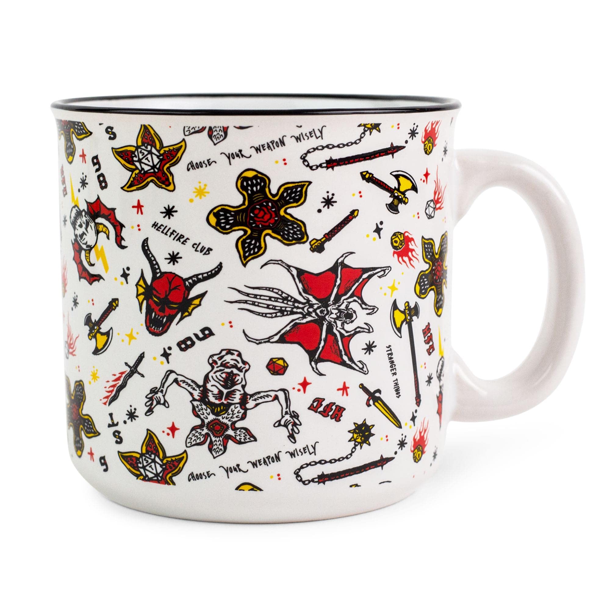 Stranger Things Hellfire Club Icons Ceramic Camper Mug  Holds 20 Ounces