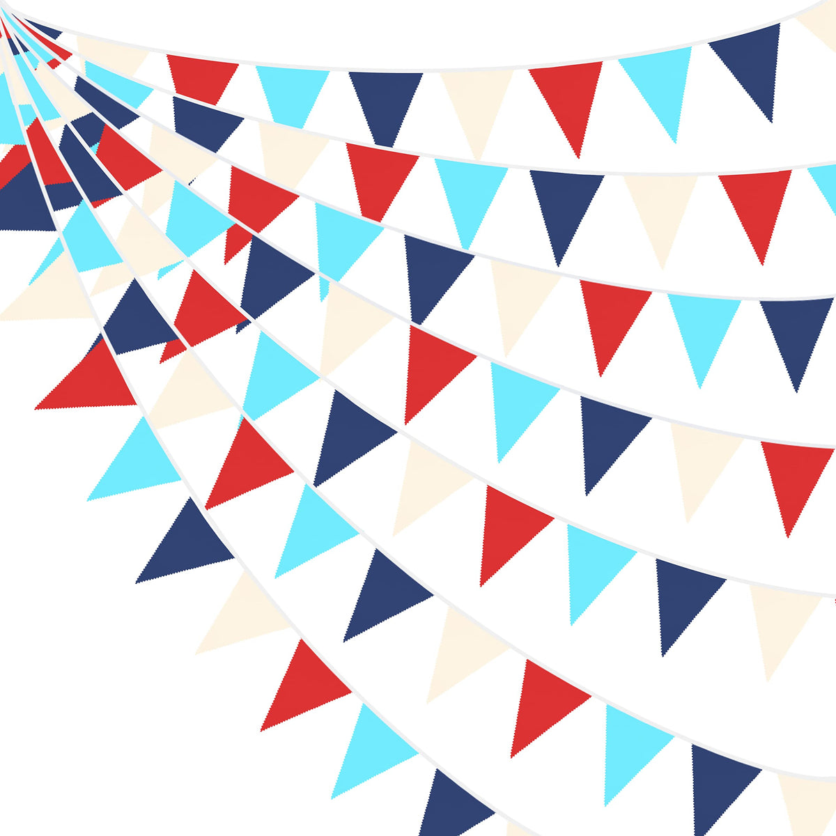 32Ft Red Blue White Nautical Pennant Banner Fabric Triangle Flag Bunting Garland Streamer For Nautical Theme Birthday Ahoy Achor