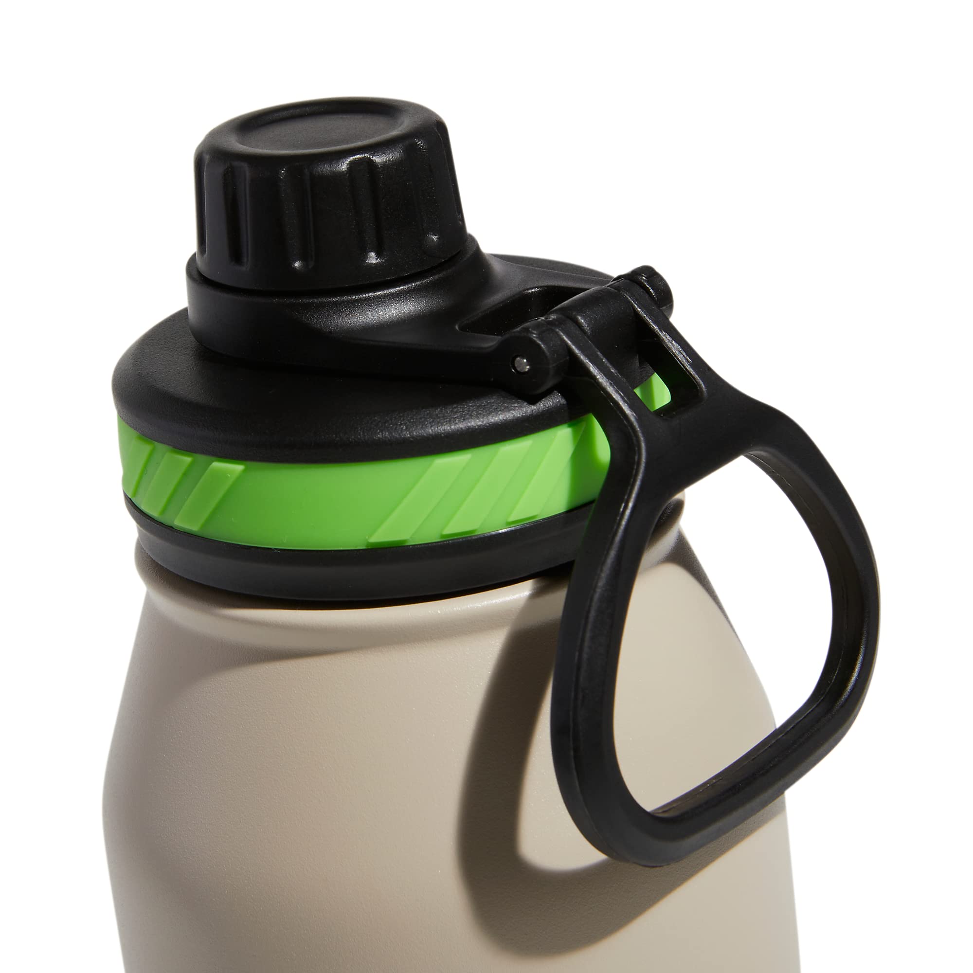 Adidas 1 Liter (32 Oz) Metal Water Bottle, Hot/Cold Double-Walled Insulated 18/8 Stainless Steel, Wonder Beige/Black/Lucid Lime