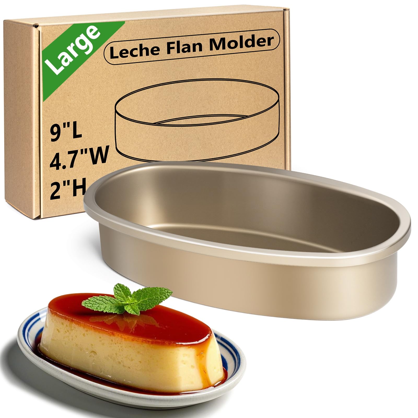 Kevenal Large Llanera Leche Flan Molder (9 L x 4.7 W x 2 H), Traditional Filipino Leche Flan Mold NonStick Llanera Baking Pa