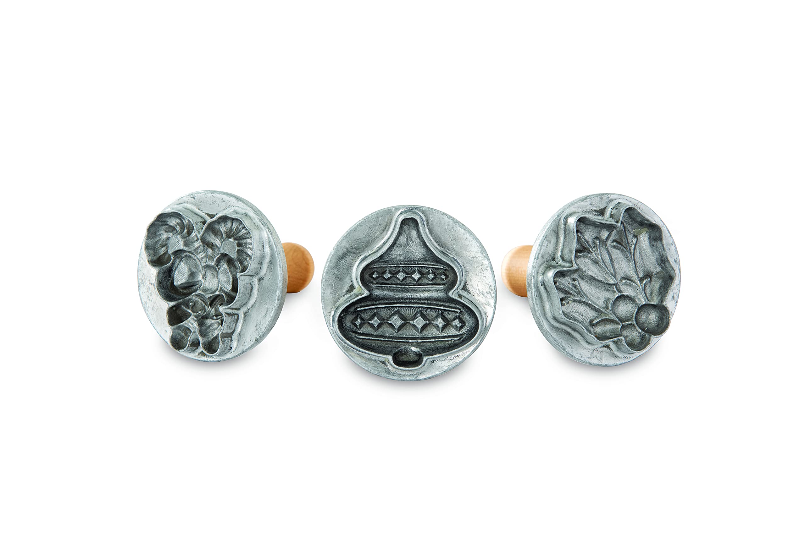 Nordic Ware Holiday Cast Cookie Stamps, 3-Inch Rounds, Silver