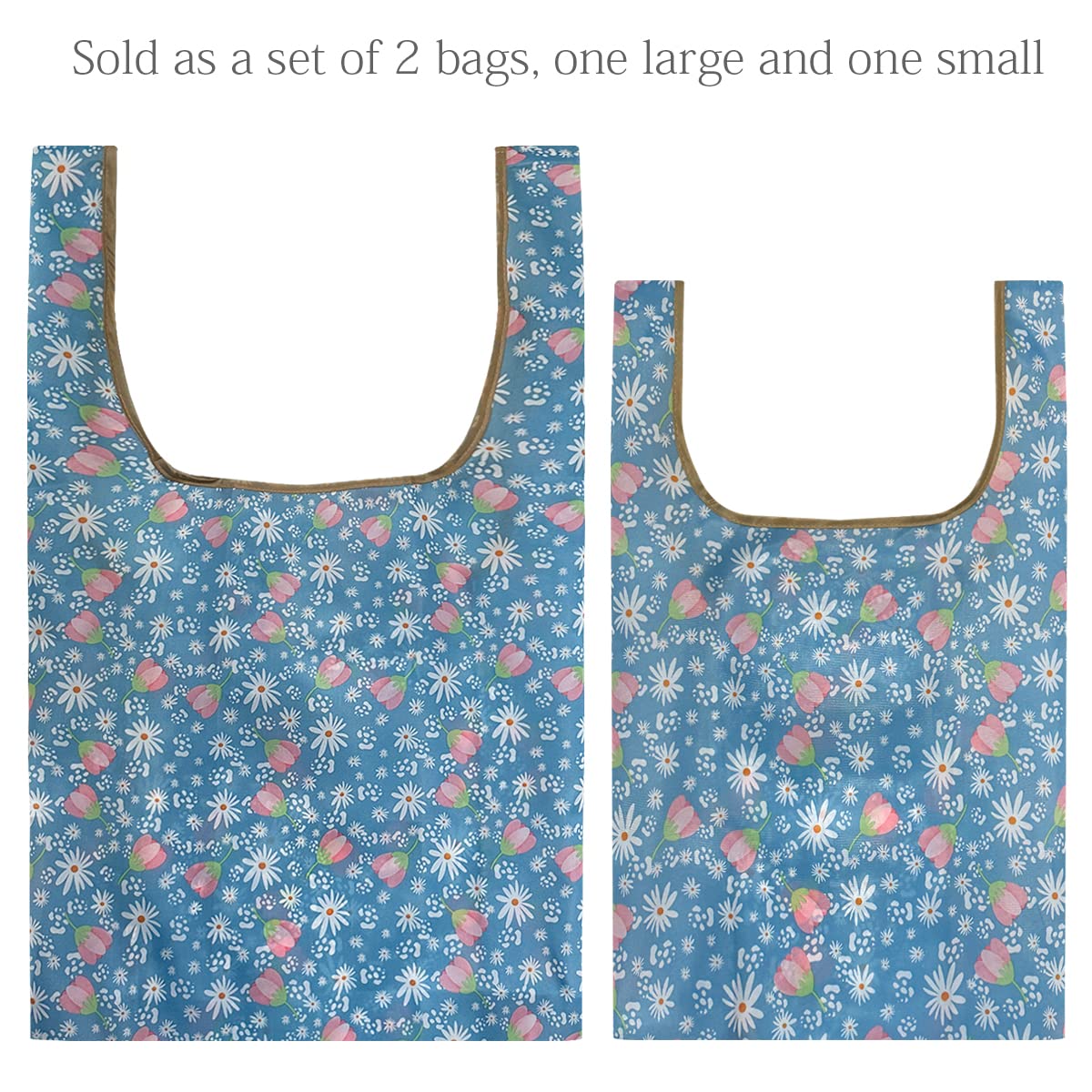 Wrapables Jolibag Collection Reusable Shopping Bag (Set Of 2), Daisy Party