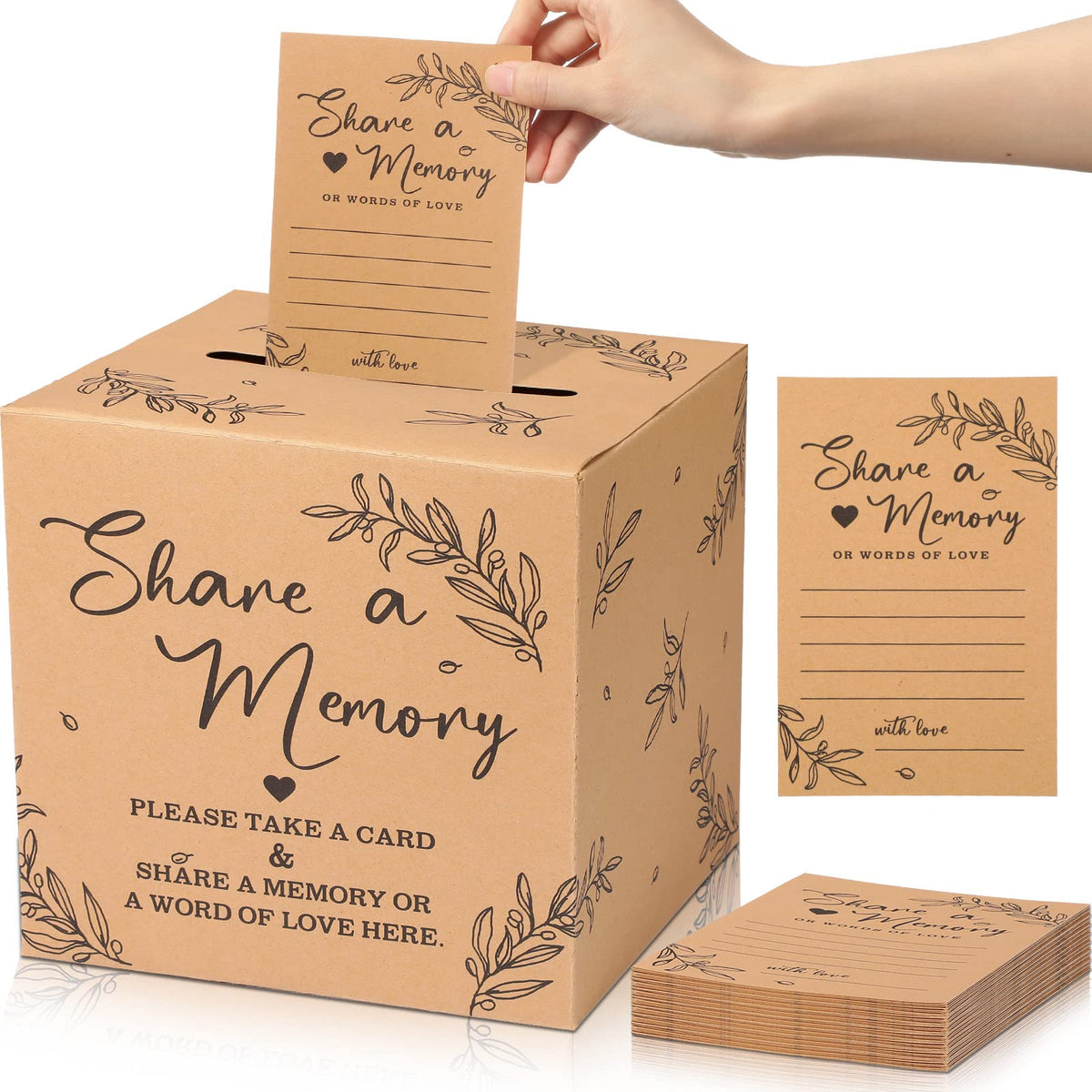 Pajean 50 Pcs Share A Memory Cards For Collections Of Life, Memory Cards Box Guest Card Ideas For Funeral Graduation Wedding Bri
