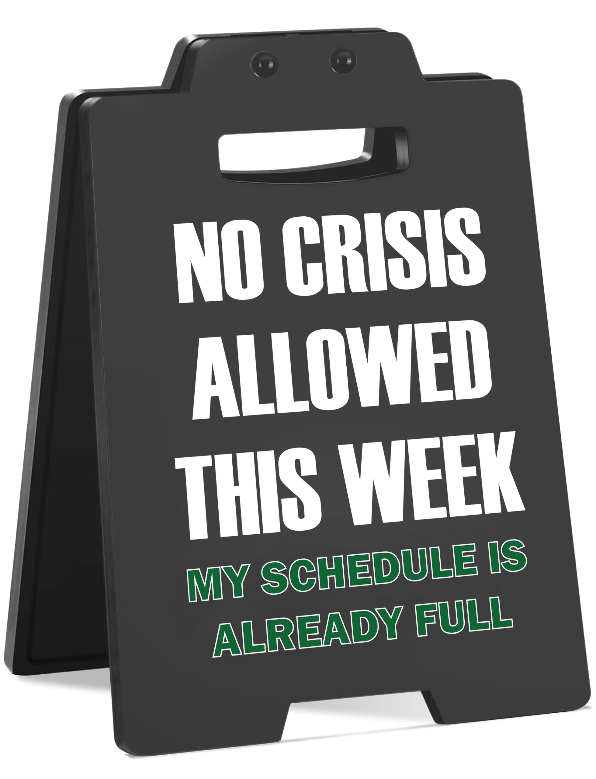Funny Desk Sign - NO CRISIS ALLOWED THIS WEEK Office Decor - Sarcastic Cubicle Sign for Coworkers, Work Desk Accessories, Gag Gi