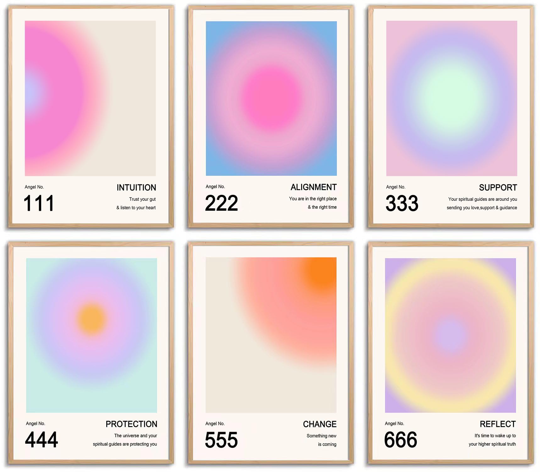 Aura Angel Numbers Poster, Colorful Gradient Posters For Room Aesthetic, Minimalist Inspirational Quotes Canvas Wall Art Paintin
