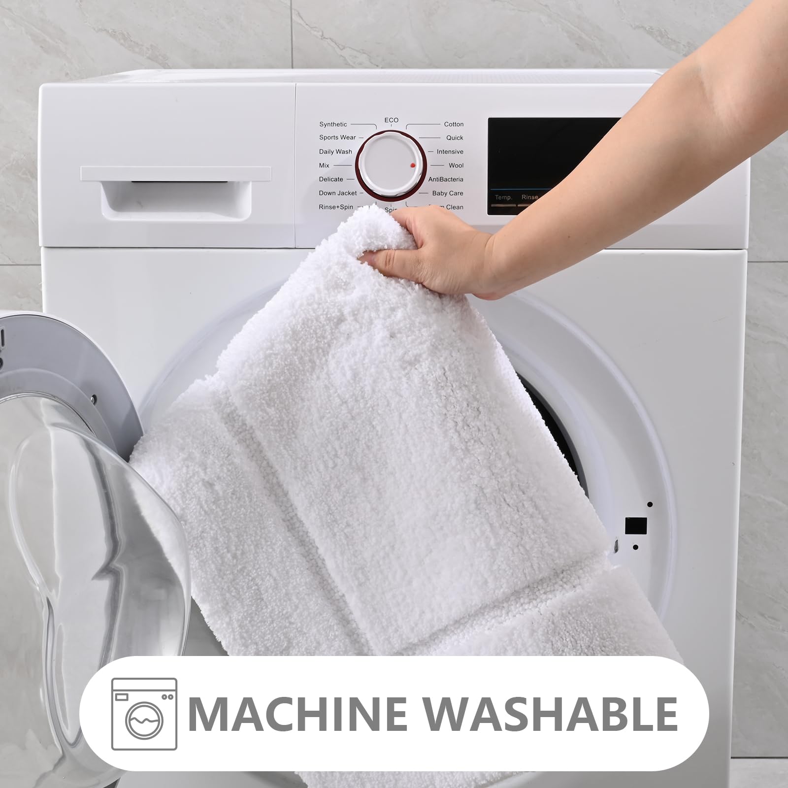 HOMORE Luminous White Bathroom Rug, 48x24 inch Non-Slip Microfiber Mat, Extra Soft & Absorbent for Shower & Vanity
