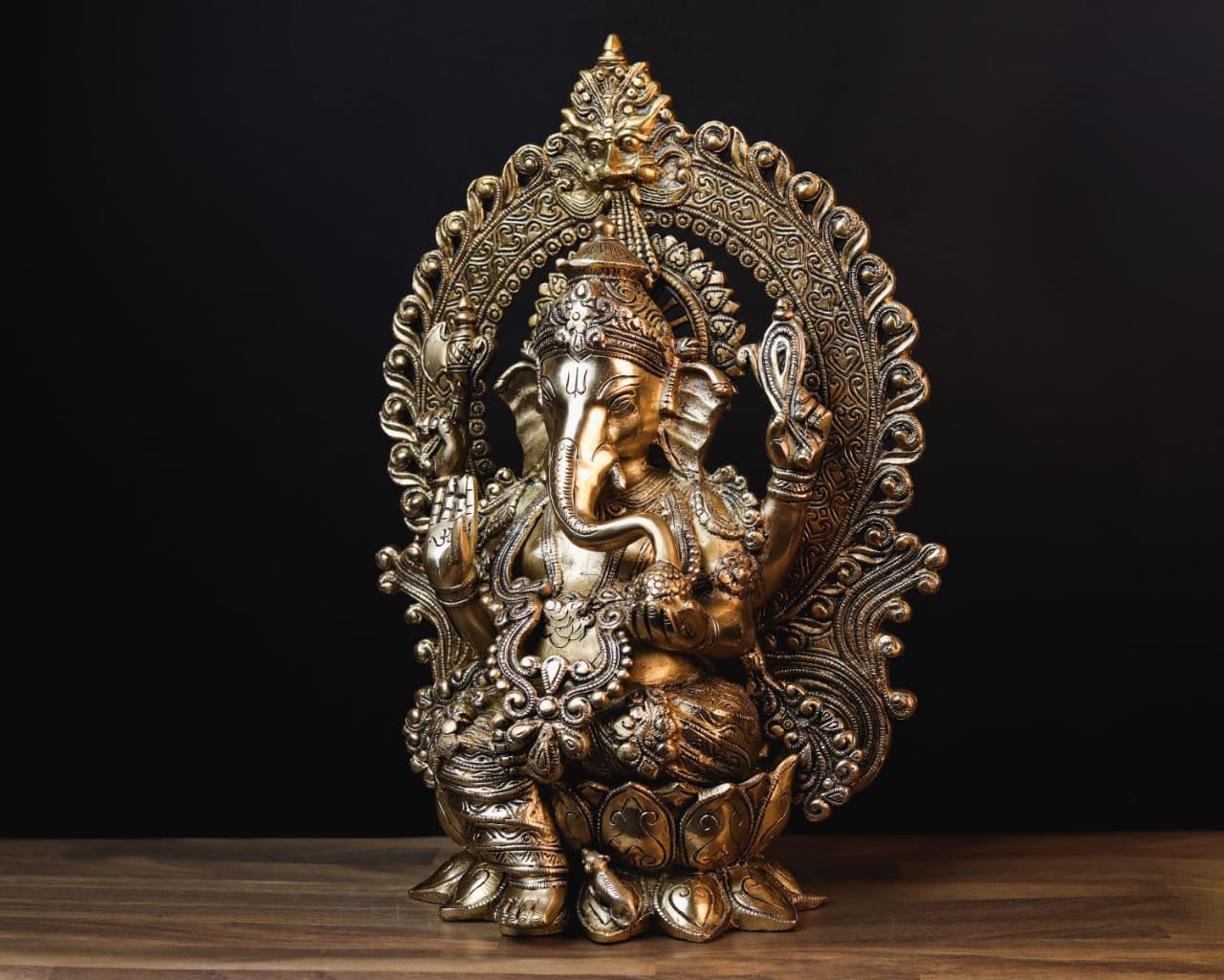 Mridaya Brass Ganesha Statue | 40 Cm Big Size Brass Ganesh Statue | Housewarming Gift | Hindu Wedding Gift | Elephant God Statue
