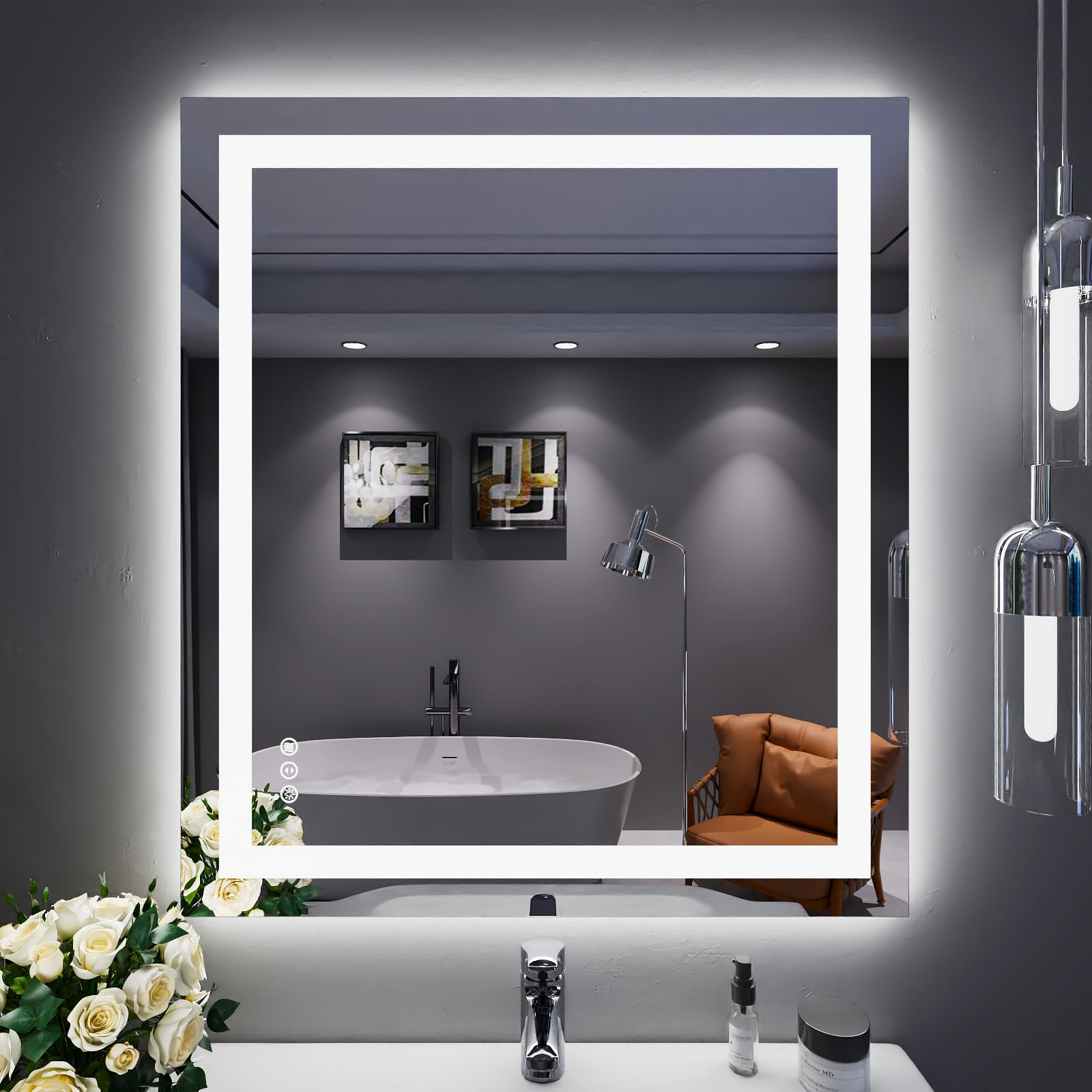 Loaao 32''X36'' Led Bathroom Mirror With Lights, Anti-Fog, Dimmable, Backlit + Front Lit, Lighted Bathroom Vanity Mirror For Wal