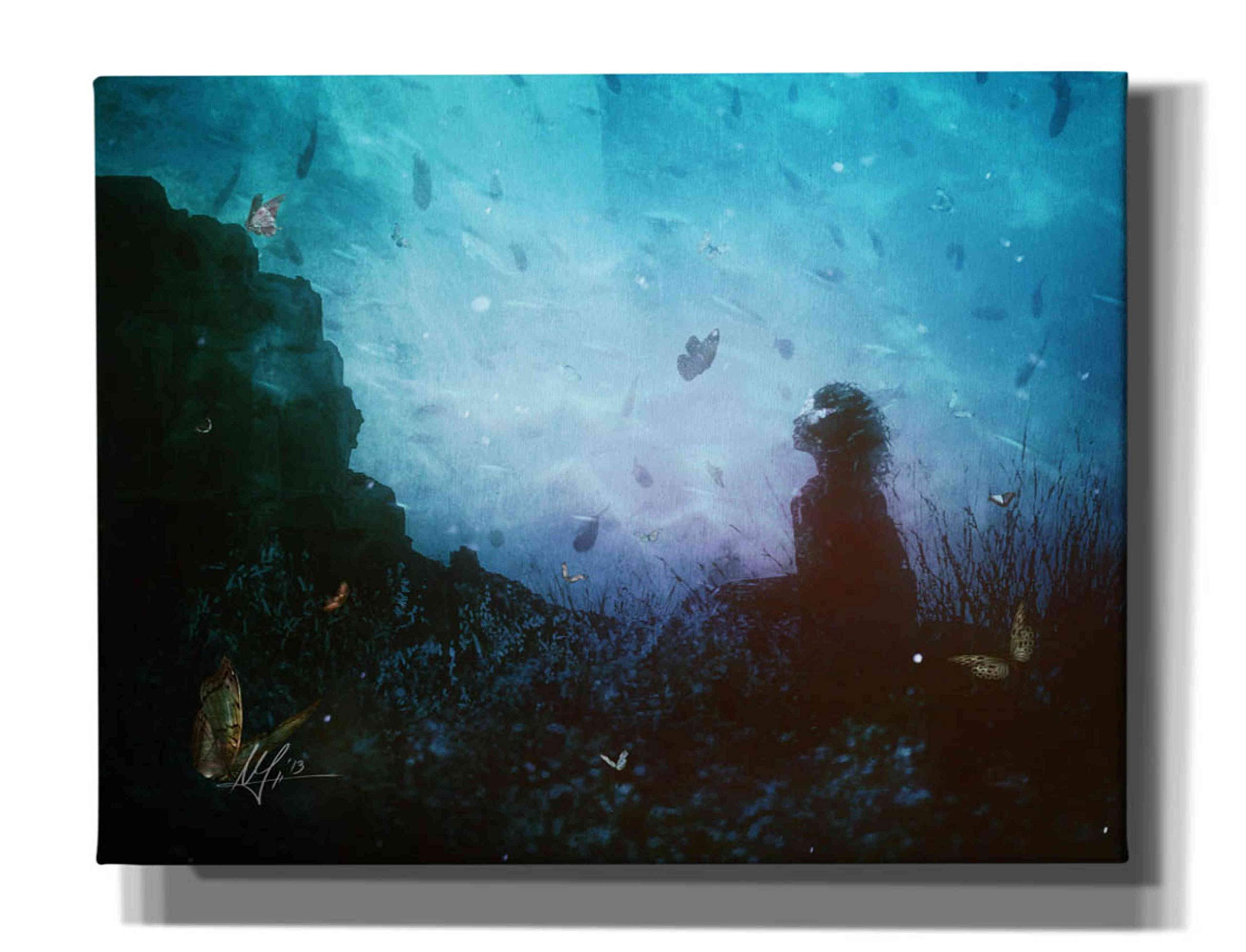 Cortesi Home 'Shattered Memories' By Mario Sanchez Nevado, Canvas Wall Art, 26''X40'', Blue