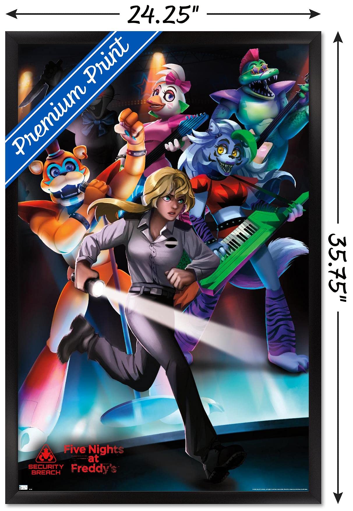 Trends International Five Nights At Freddy'S: Security Breach - Group Wall Poster, 22.375'' X 34'', Black Framed Version