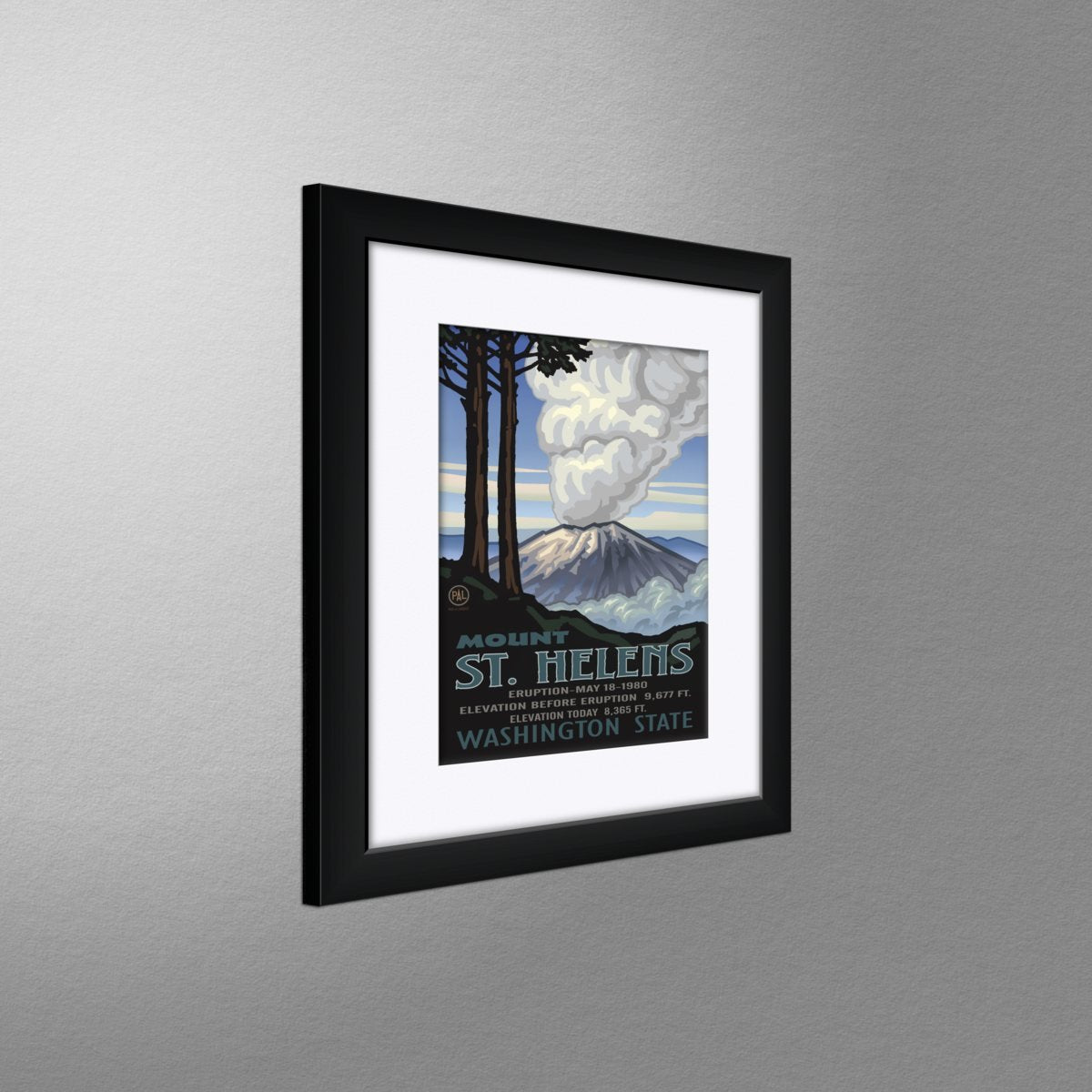 Mount St. Helen'S Washington Eruption Professionally Framed & Matted Art Print From Travel Artwork By Artist Paul A. Lanquist Fr
