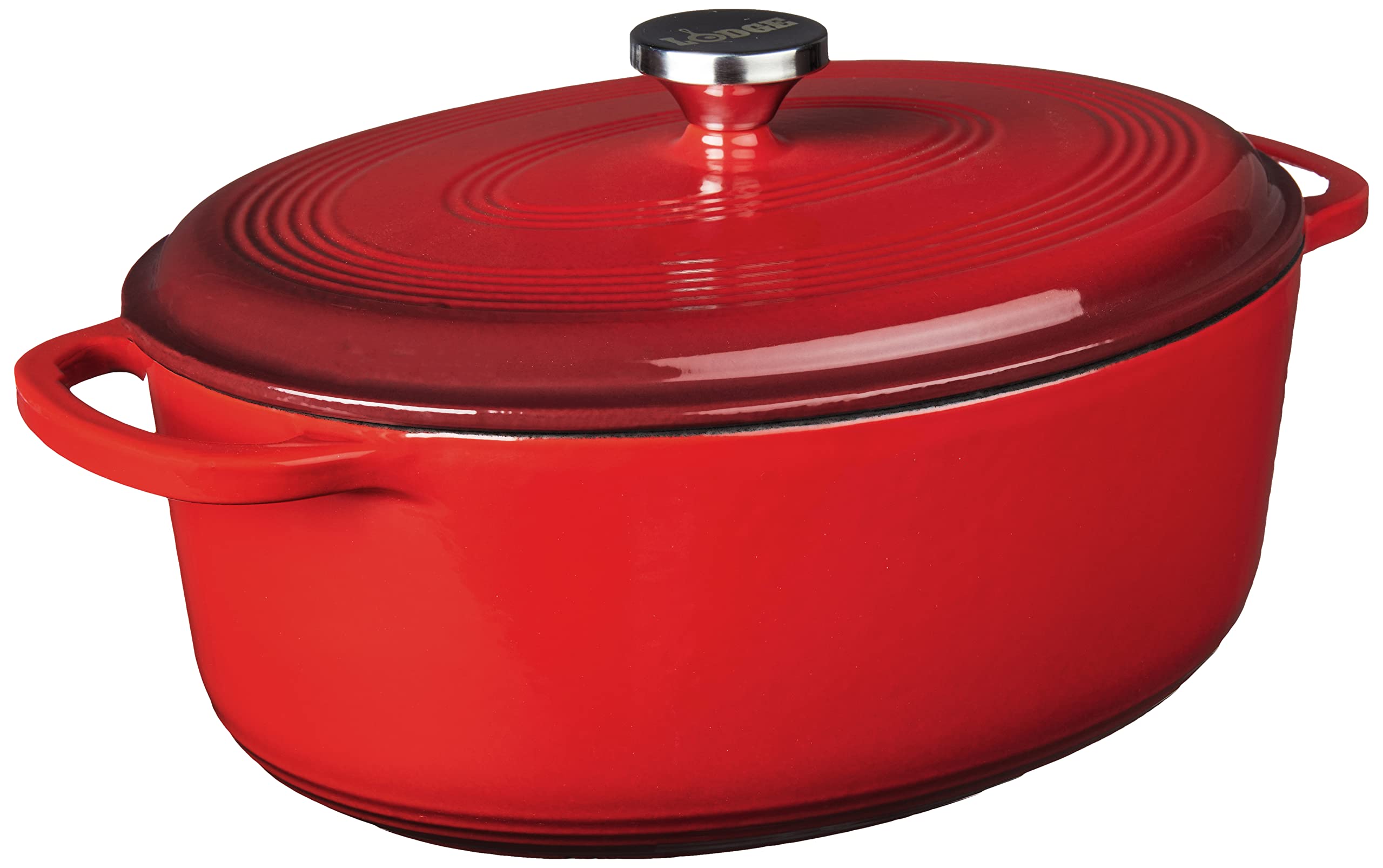 Lodge 7 Quart Enameled Cast Iron Dutch Oven With Lid - Dual Handles - Oven Safe Up To 500 F Or On Stovetop - Use To Marinate, Co