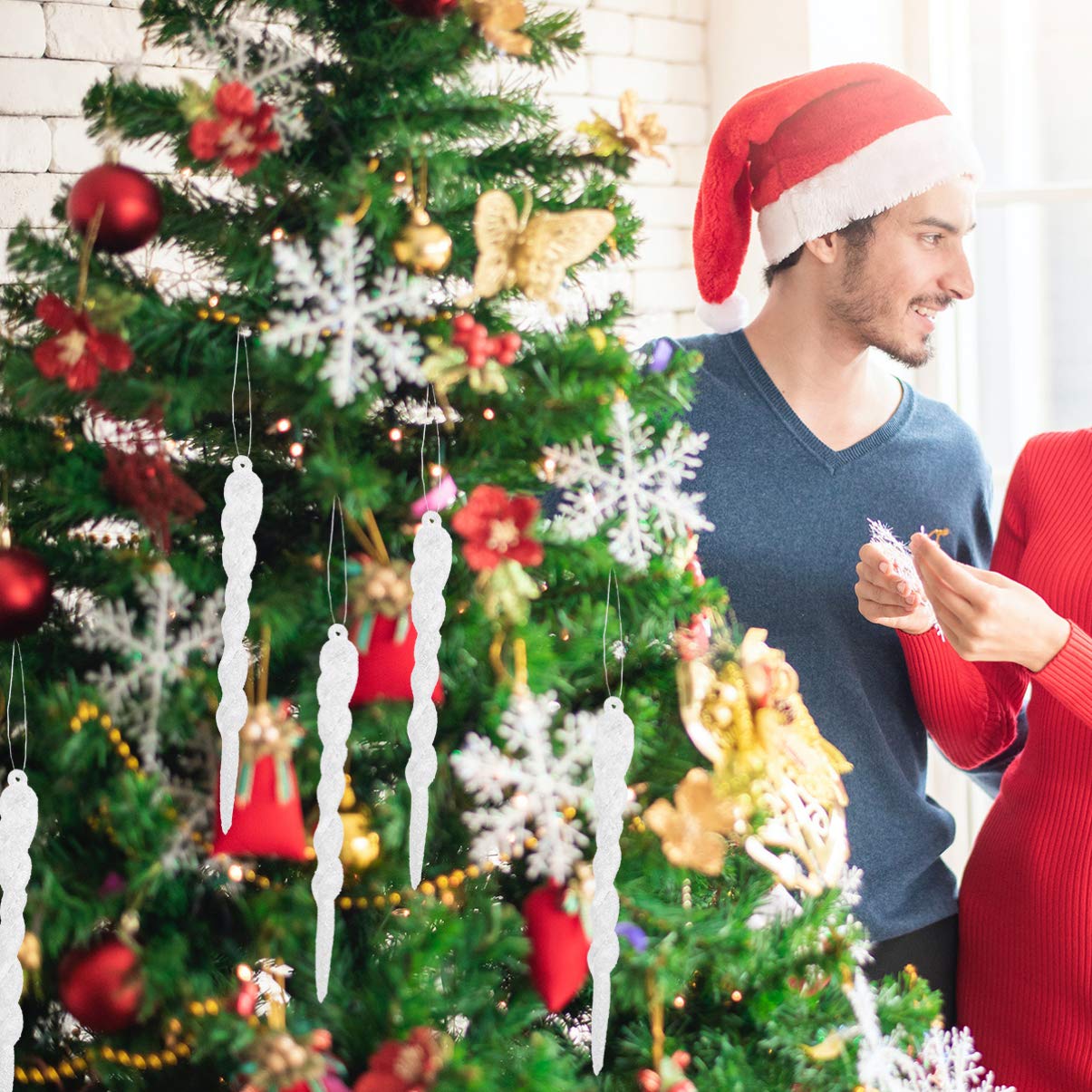 VALICLUD 12pcs Transparent Ornaments Christmas Hanging Decor for Tree Window Lightweight Xmas Decorations for Holiday Parties Fe