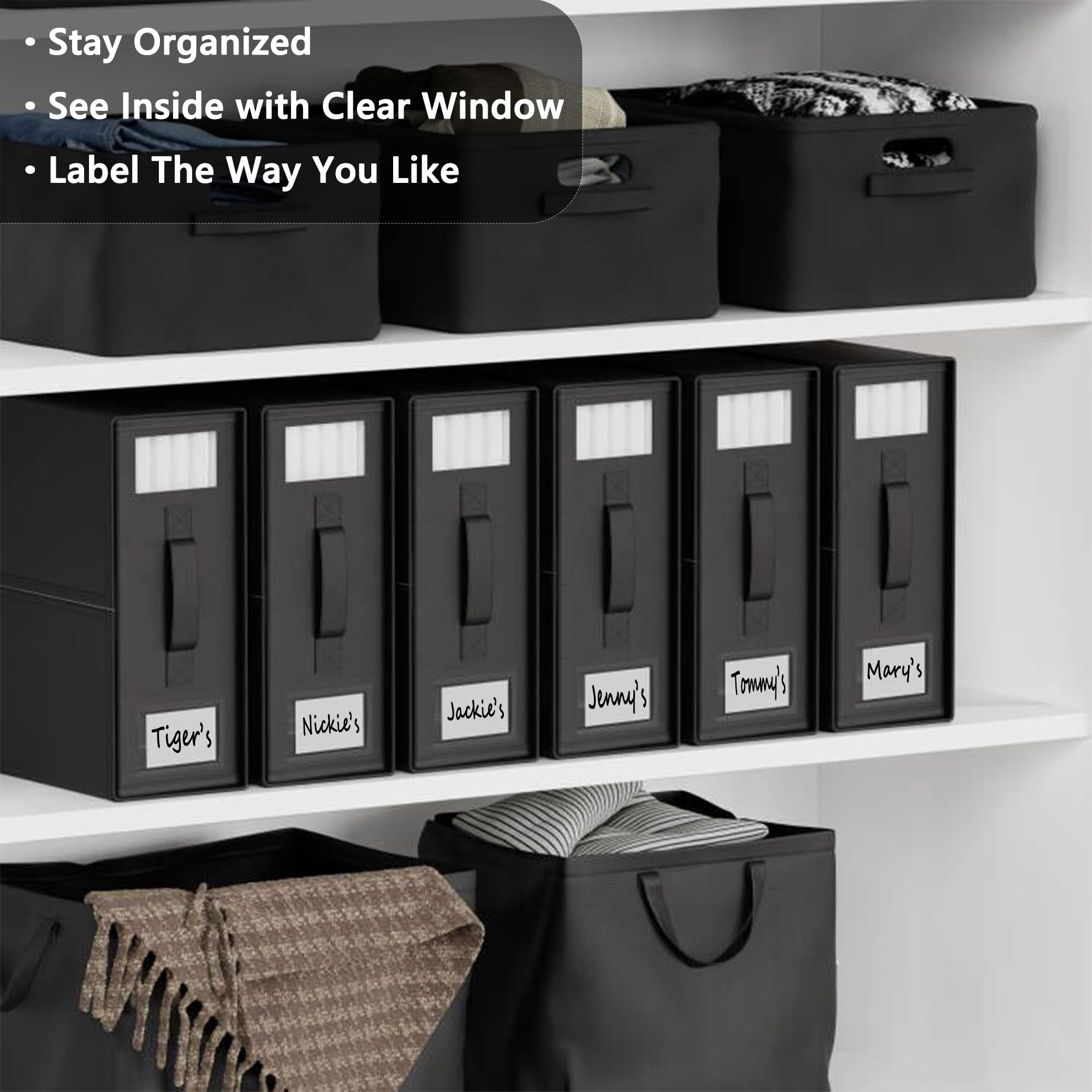 SheetCube Bed Sheet Organizers and Storage 6 Pack, Foldable Linen Closet Organizer with Window and Label, Bedding Folder Storage