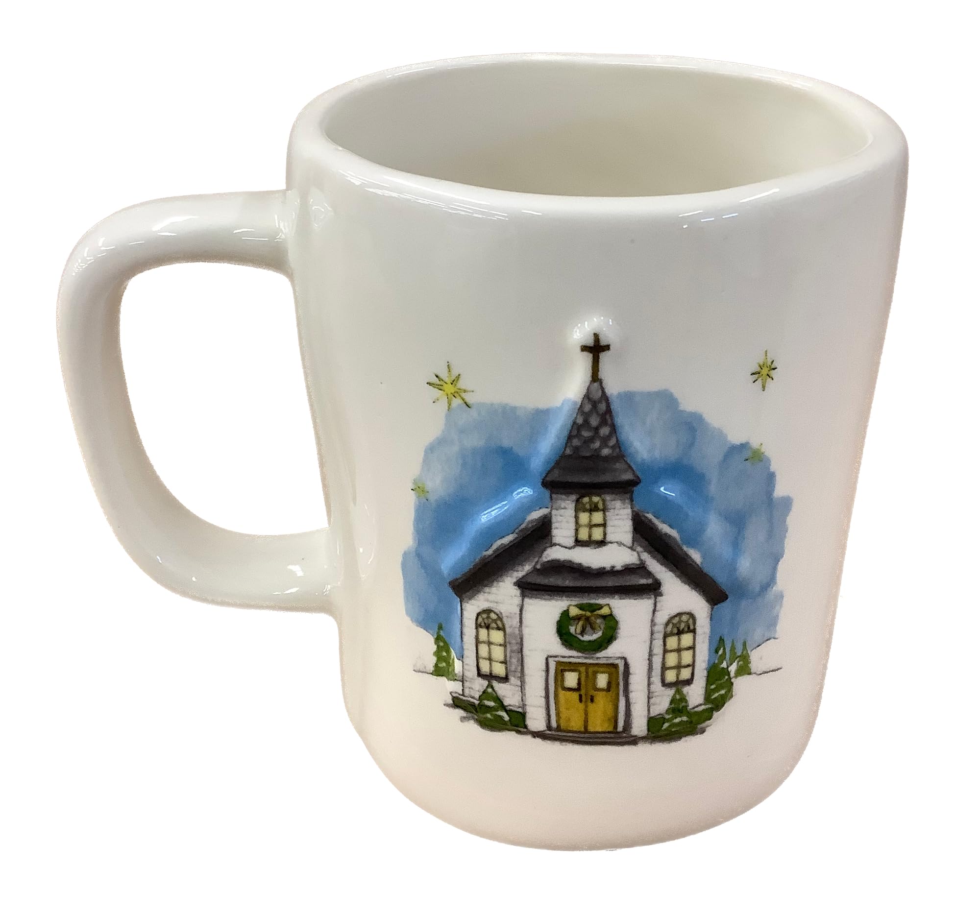 Rae Dunn by Magenta Christmas Ceramic Coffee Tea Mug, Oh Holy Night with Church Scene