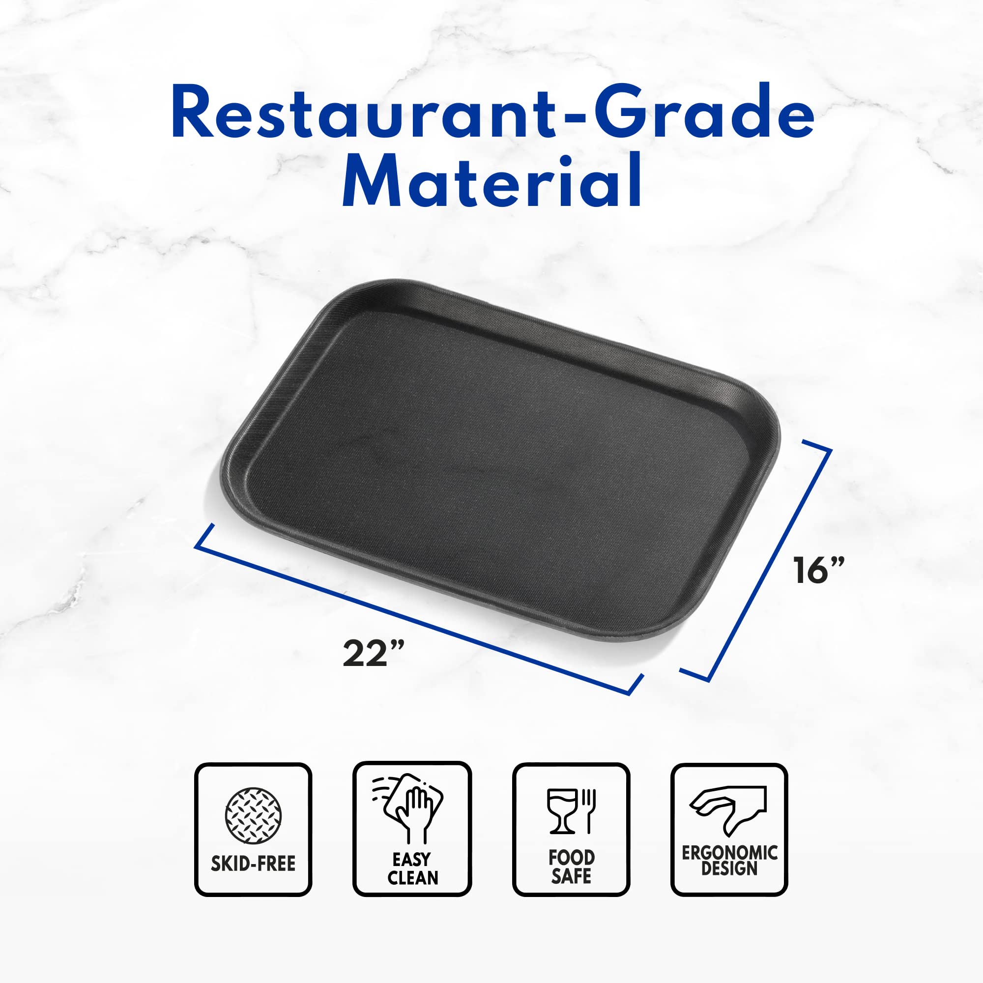 New Star Foodservice 25309 Restaurant Grade Non-Slip Tray, Plastic, Rubber Lined, Rectangular, 16-Inch X 22-Inch (Large), Brown