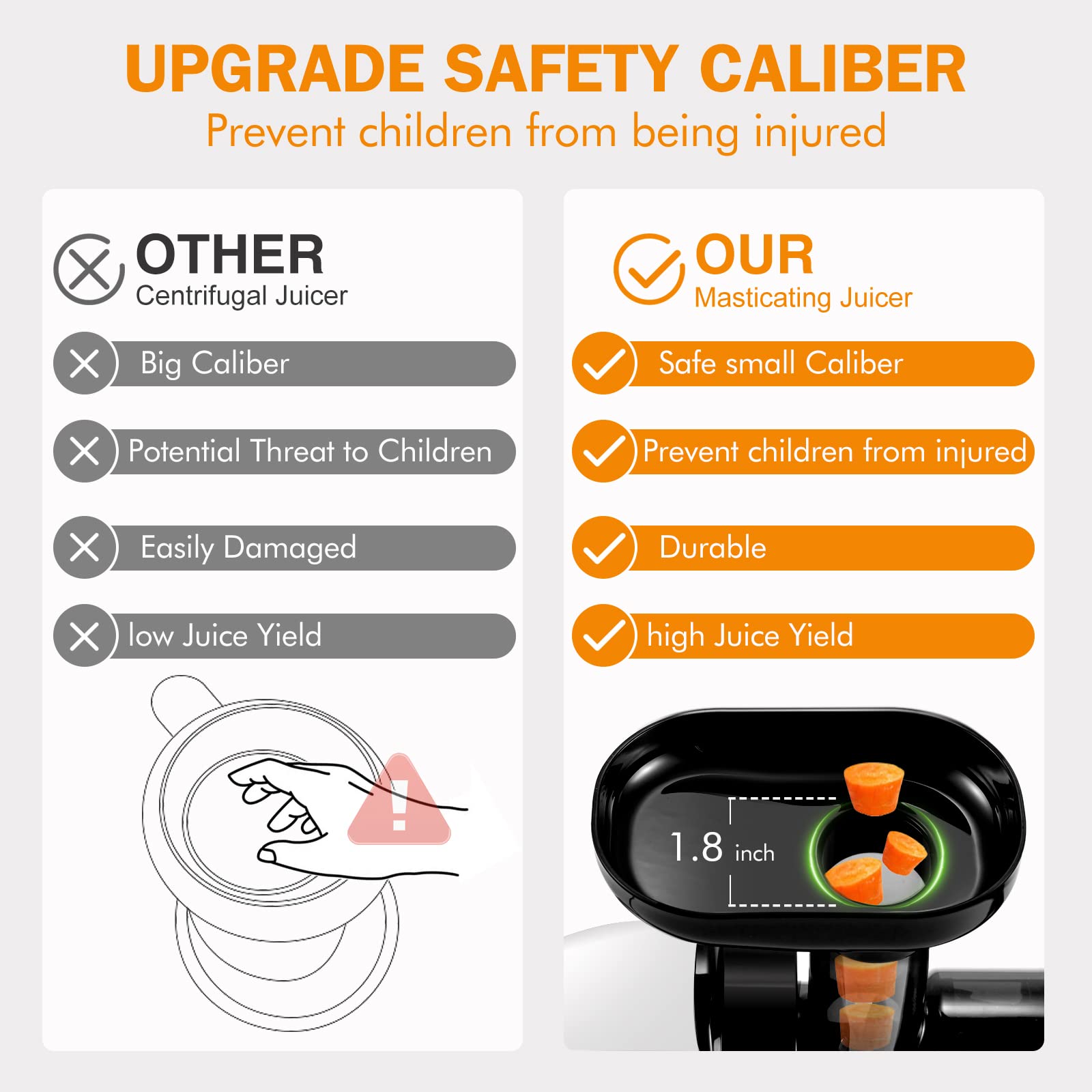 Cold Pressjuicer,Amzchef Slow Masticating Juicer Machines With Reverse Function, High Juice Yield, Easy Clean With Brush,Recipes