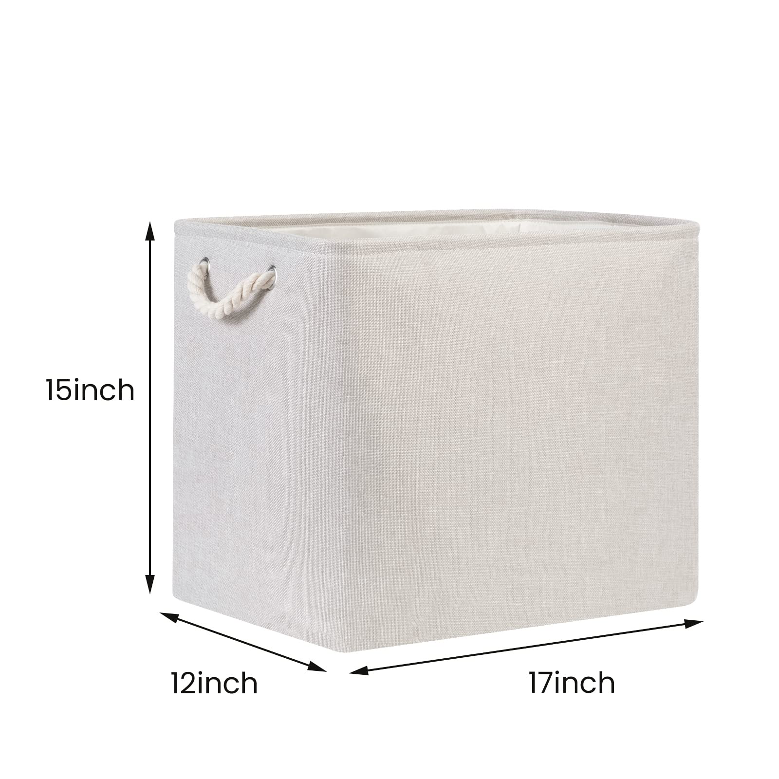 Bidtakay Fabric Beige Baskets Extra Large Organization Baskets For Clothes Set Of 2 Collapsible Storage Bins For Shelves Cabinet