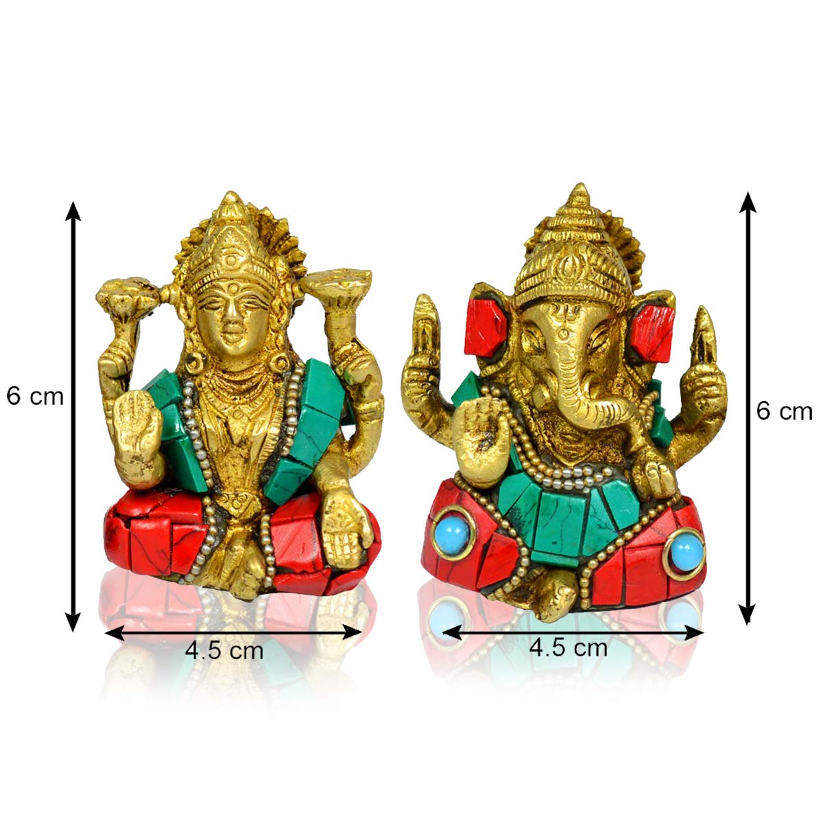 Crystu Brass Ganesh Lakshmi Idol | Pital Ganesha And Laxmi Murti For Pooja Room, Home Decor | Laxmi Statue For Diwali Puja (Pair
