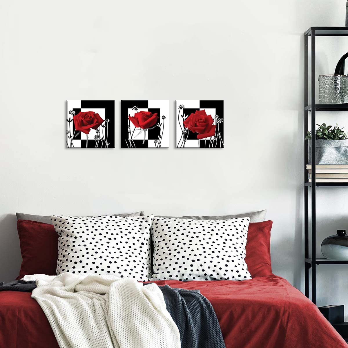 Nan Wind Canvas Print 3 Pcs Black And White Red Rose Canvas Art Painting Abstract Wall Art Decorations Flower Picture On Canvas