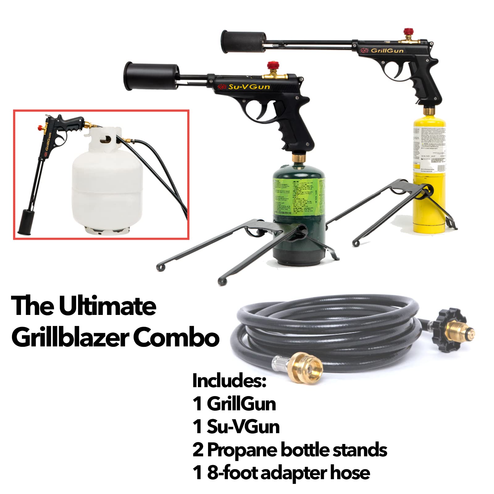 Grillblazer Grillgun And Su-Vgun Combo Set - Grillgun, Su-Vgun, 8' Hose, 2 Stands - Grilling And Culinary Torch - Bbq Tools