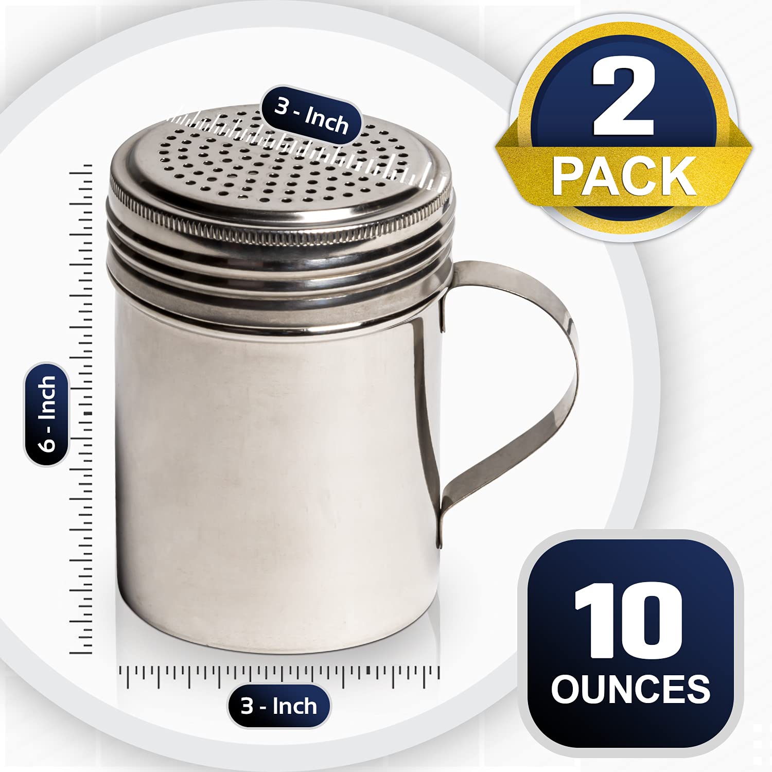 Dozenegg Stainless Steel Versatile Dredge Shaker, Set Of 2 Powder Sugar Shaker Duster, Stainless Steel Powder Sugar Shaker With