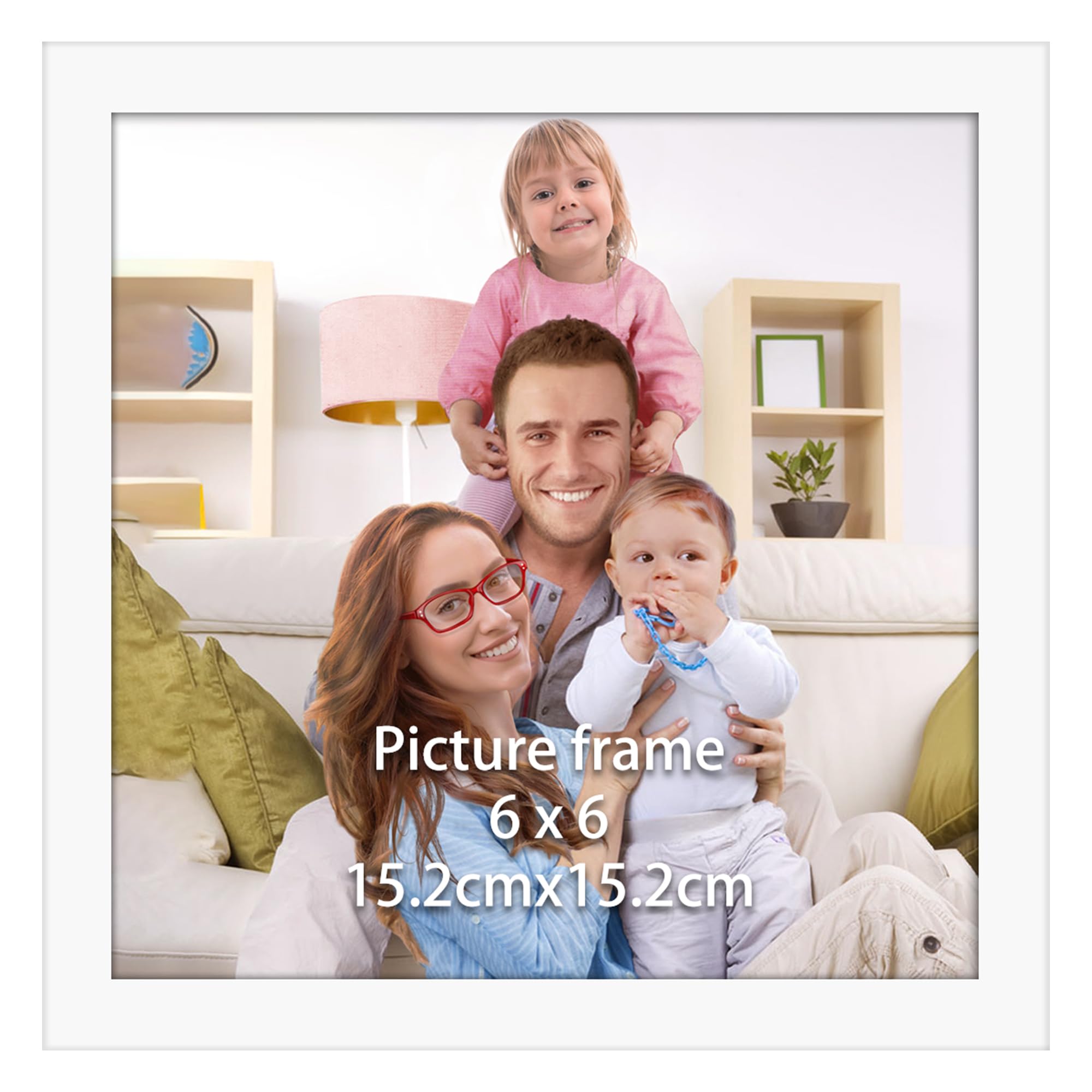 Giftgarden 6x6 Picture Frame White, 6 by 6 Thin Square Photo Frame for Gallery Wall Tabletop Display, Single